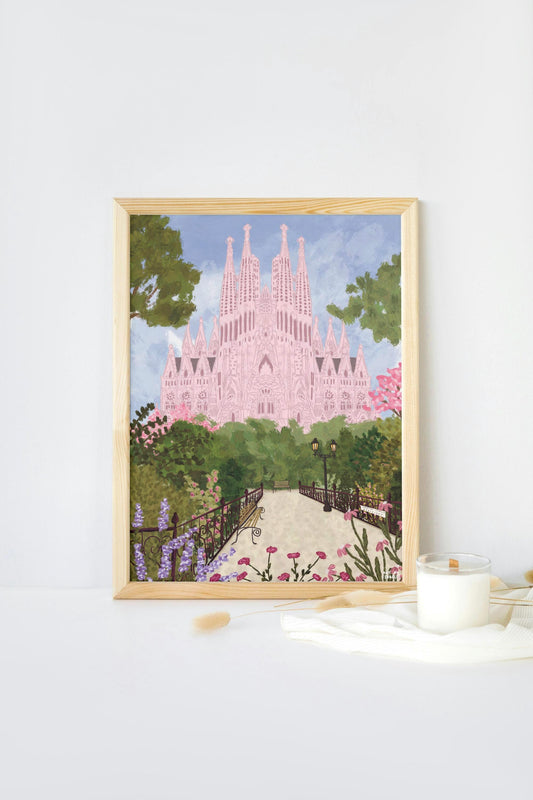 Barcelona Travel Print, Sagrada Familia Barcelona, Spain Print