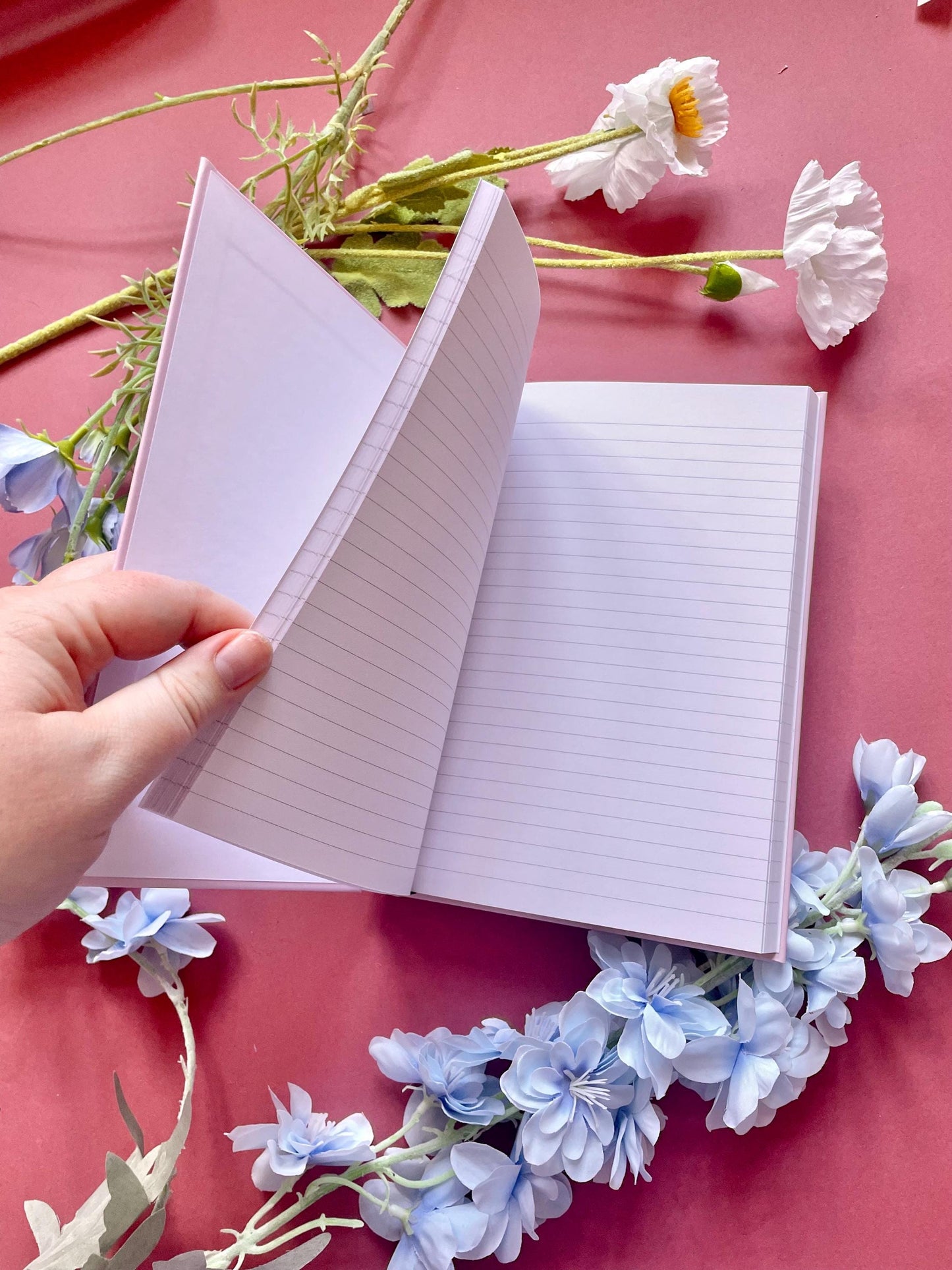 Pink Hardback A5 Notebook, The Old Book Shop Cover, Illustrated Journal, Whimsical Stationery Gift