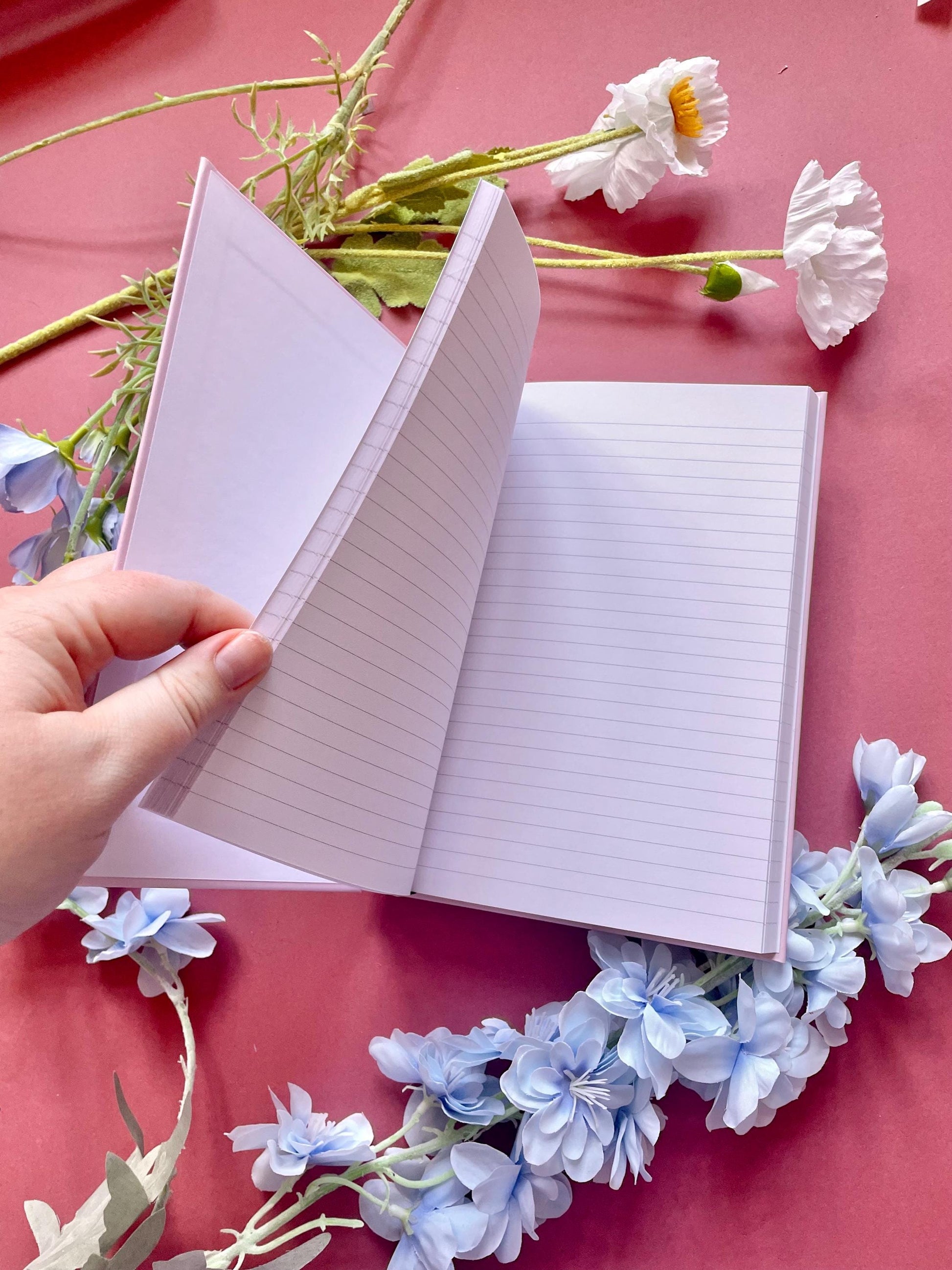 Pink Hardback A5 Notebook, The Old Book Shop Cover, Illustrated Journal, Whimsical Stationery Gift