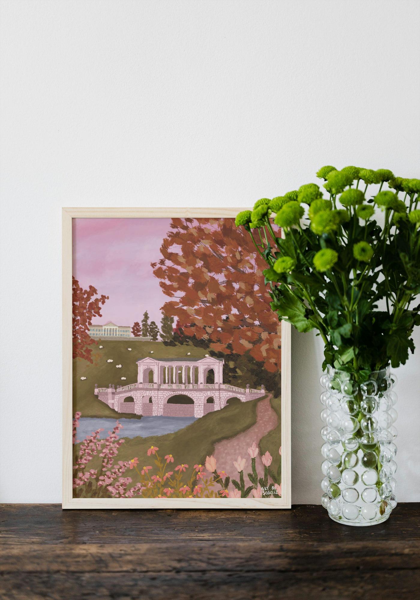 Priors Park Somerset Art Print, England Print, Autumn Countryside Illustration