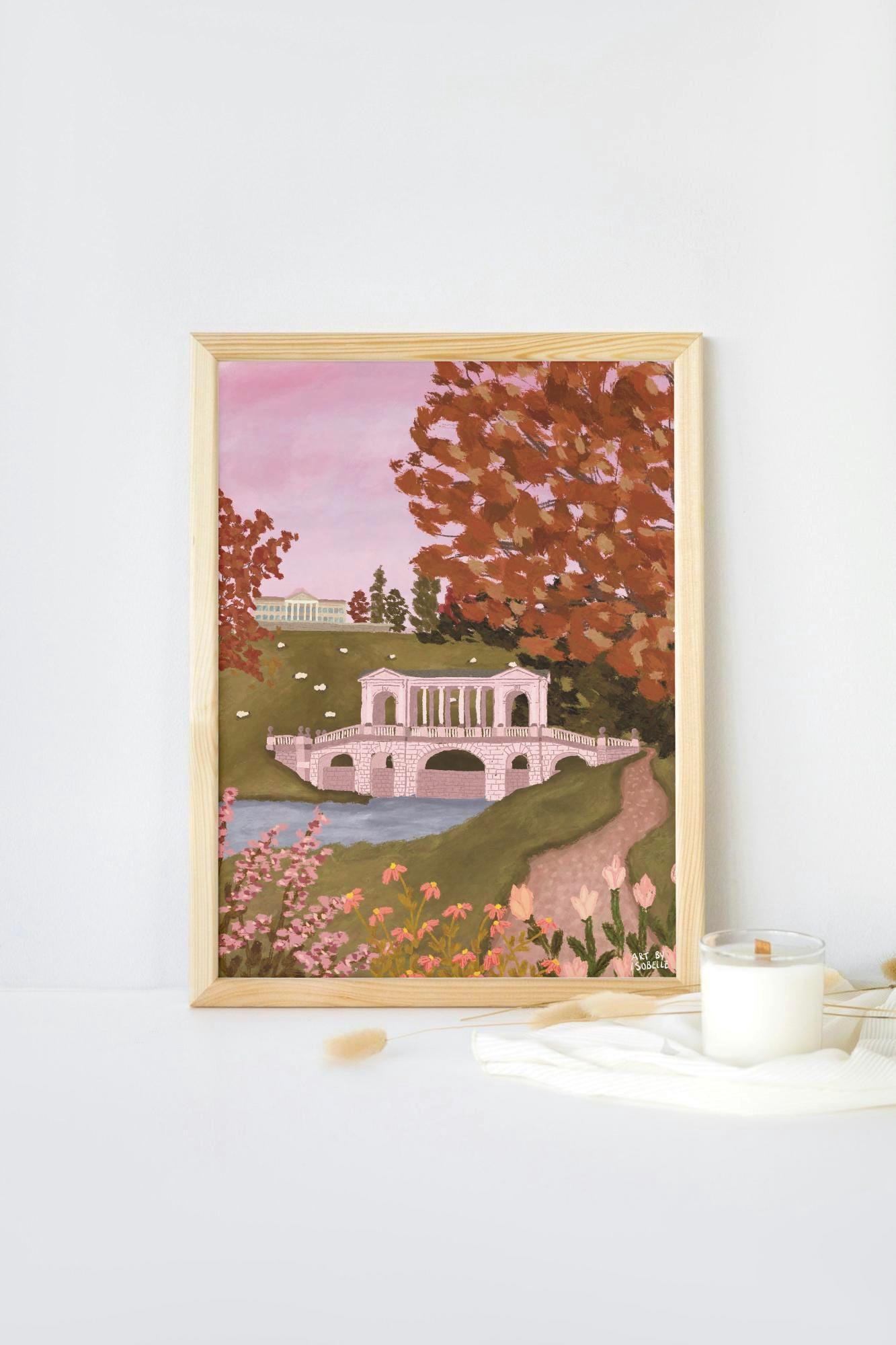 Priors Park Somerset Art Print, England Print, Autumn Countryside Illustration