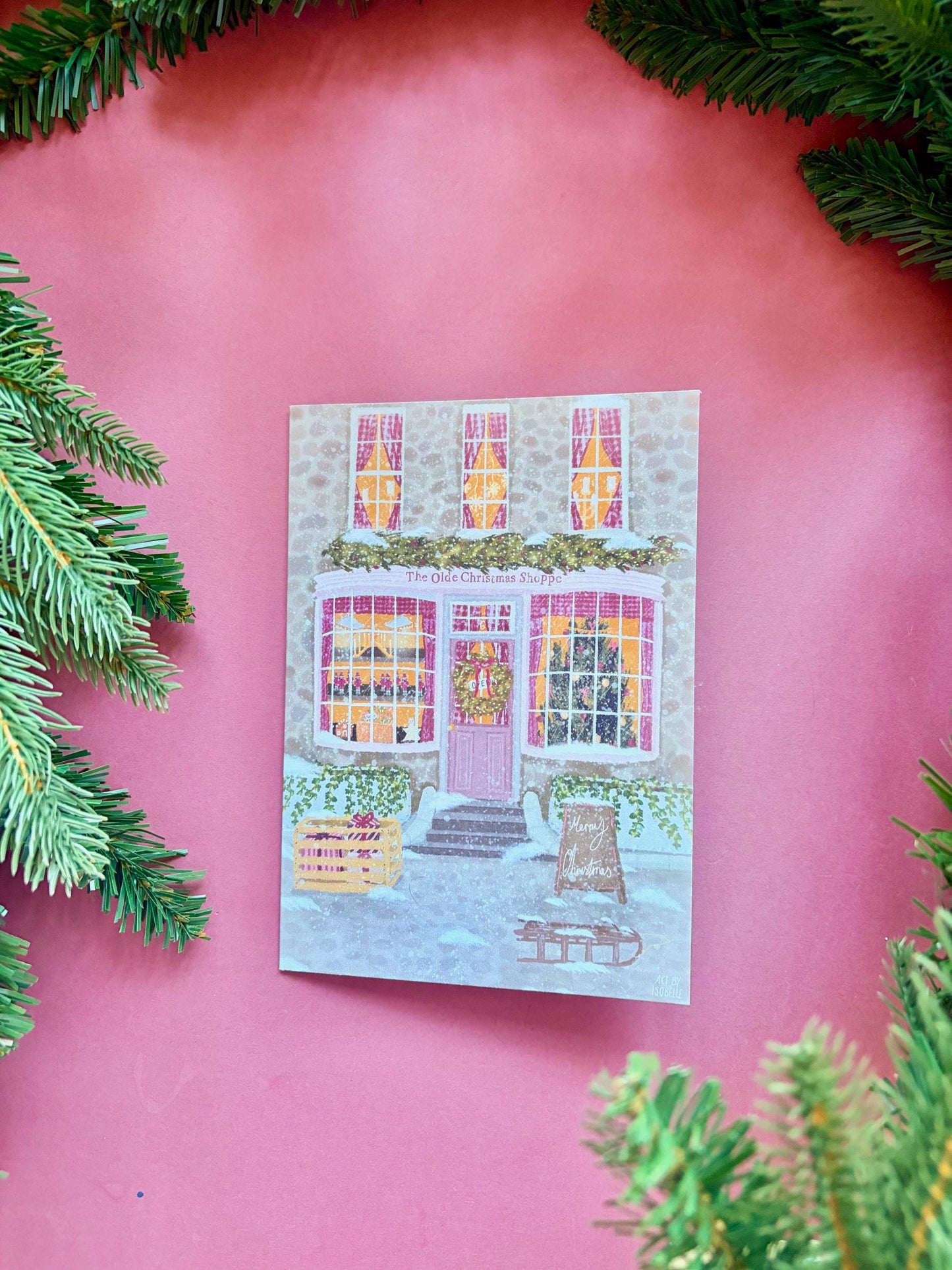 Old Vintage Christmas Shop Card: Nostalgic Cosy Christmas Card (5x7 inch)