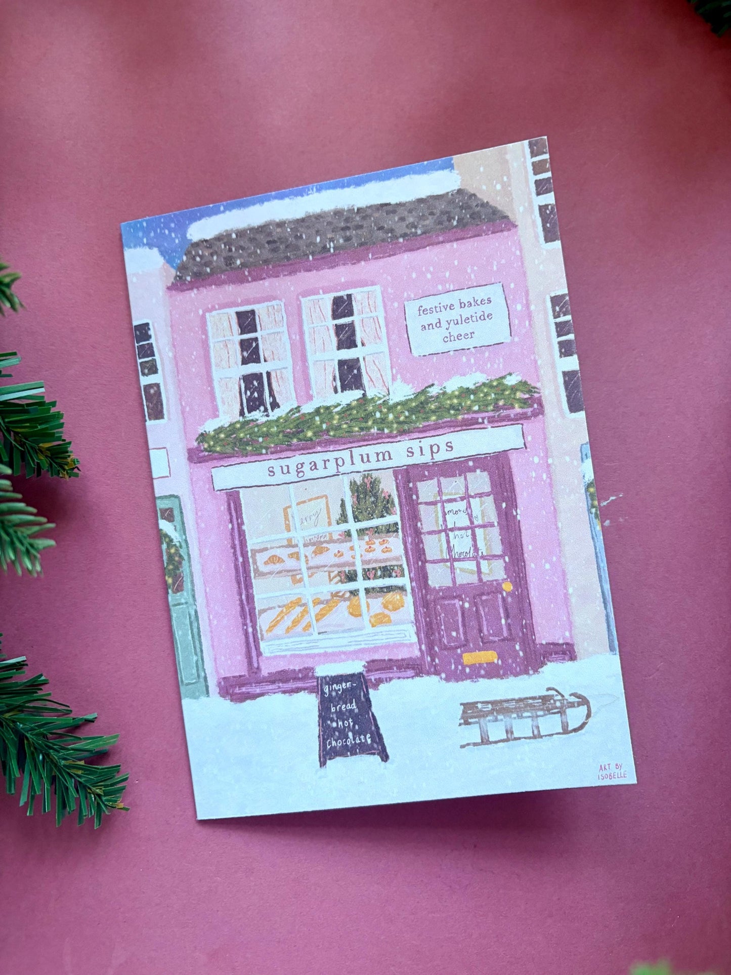 Christmas Cafe Scene Card: Cosy Christmas Cards (5x7 inch)