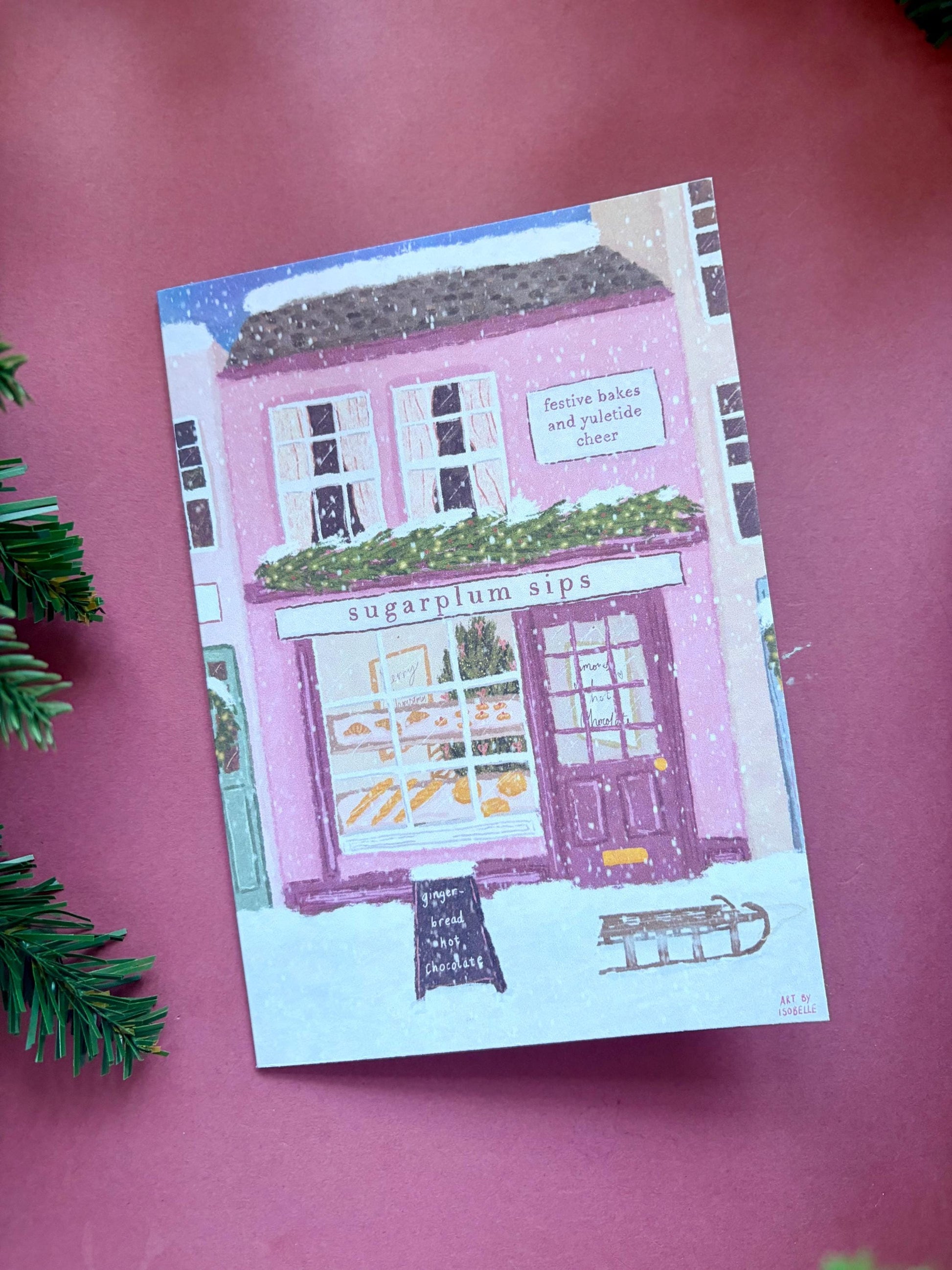 Christmas Cafe Scene Card: Cosy Christmas Cards (5x7 inch)