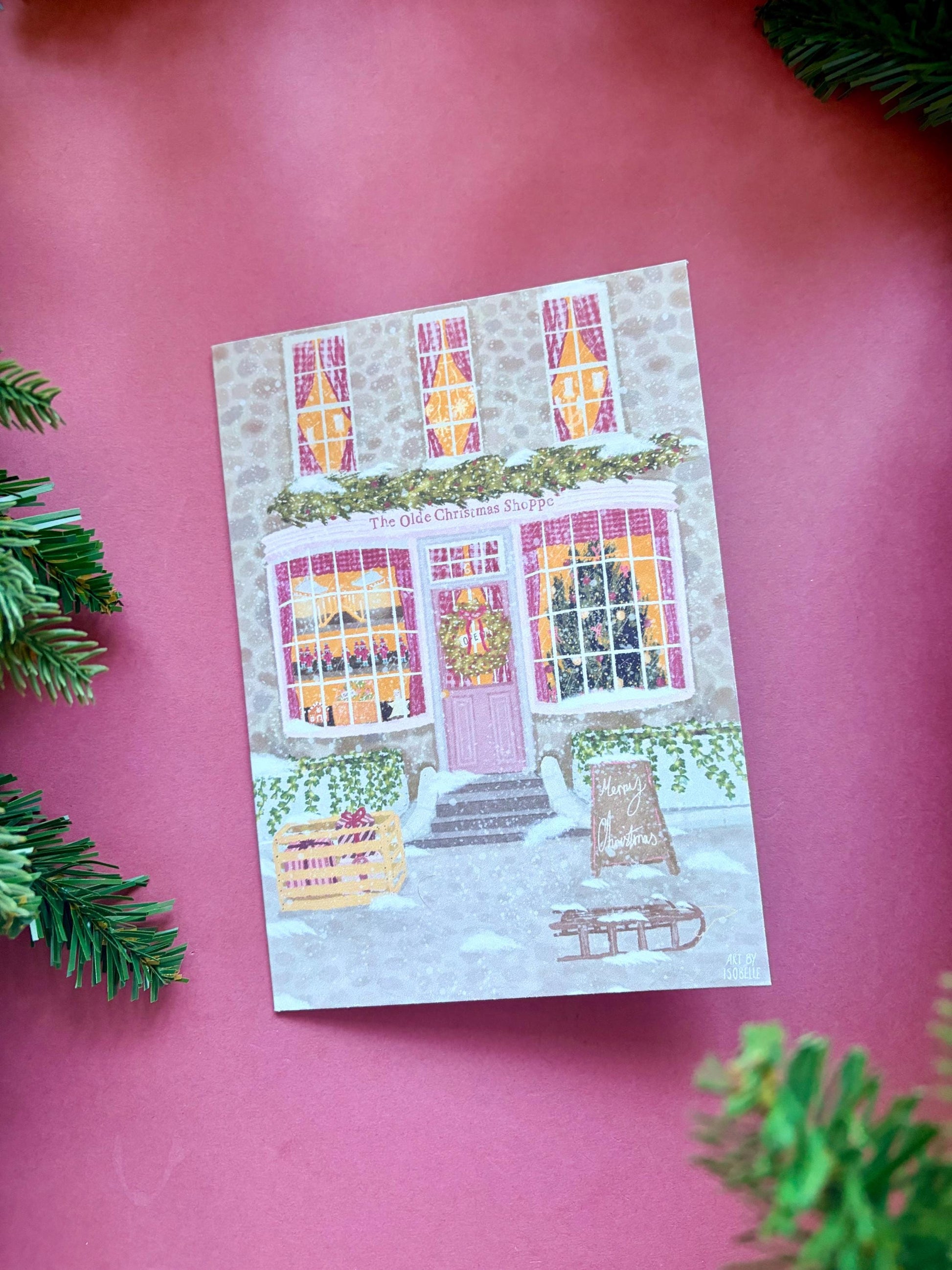 Old Vintage Christmas Shop Card: Nostalgic Cosy Christmas Card (5x7 inch)