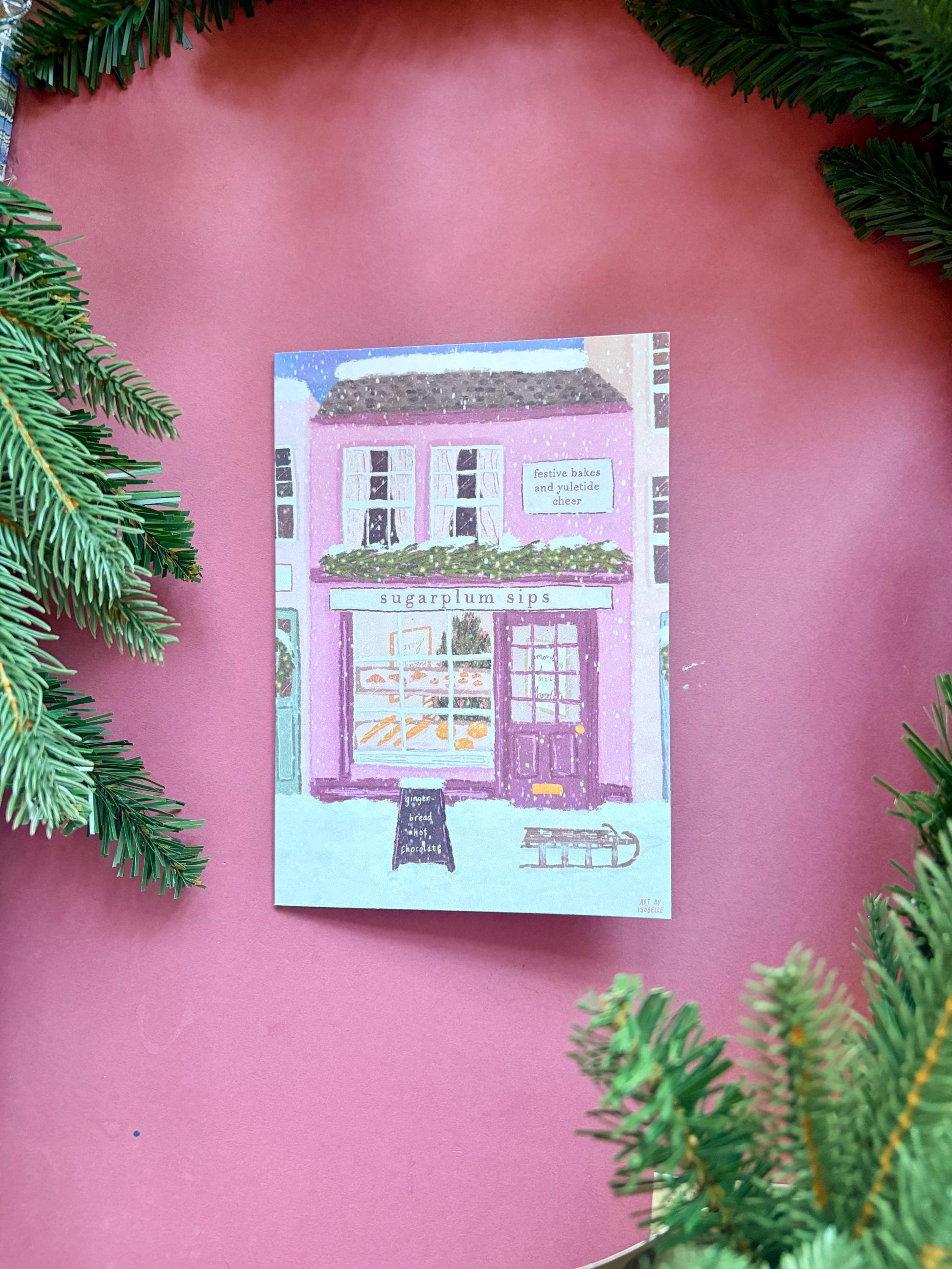 Christmas Cafe Scene Card: Cosy Christmas Cards (5x7 inch)