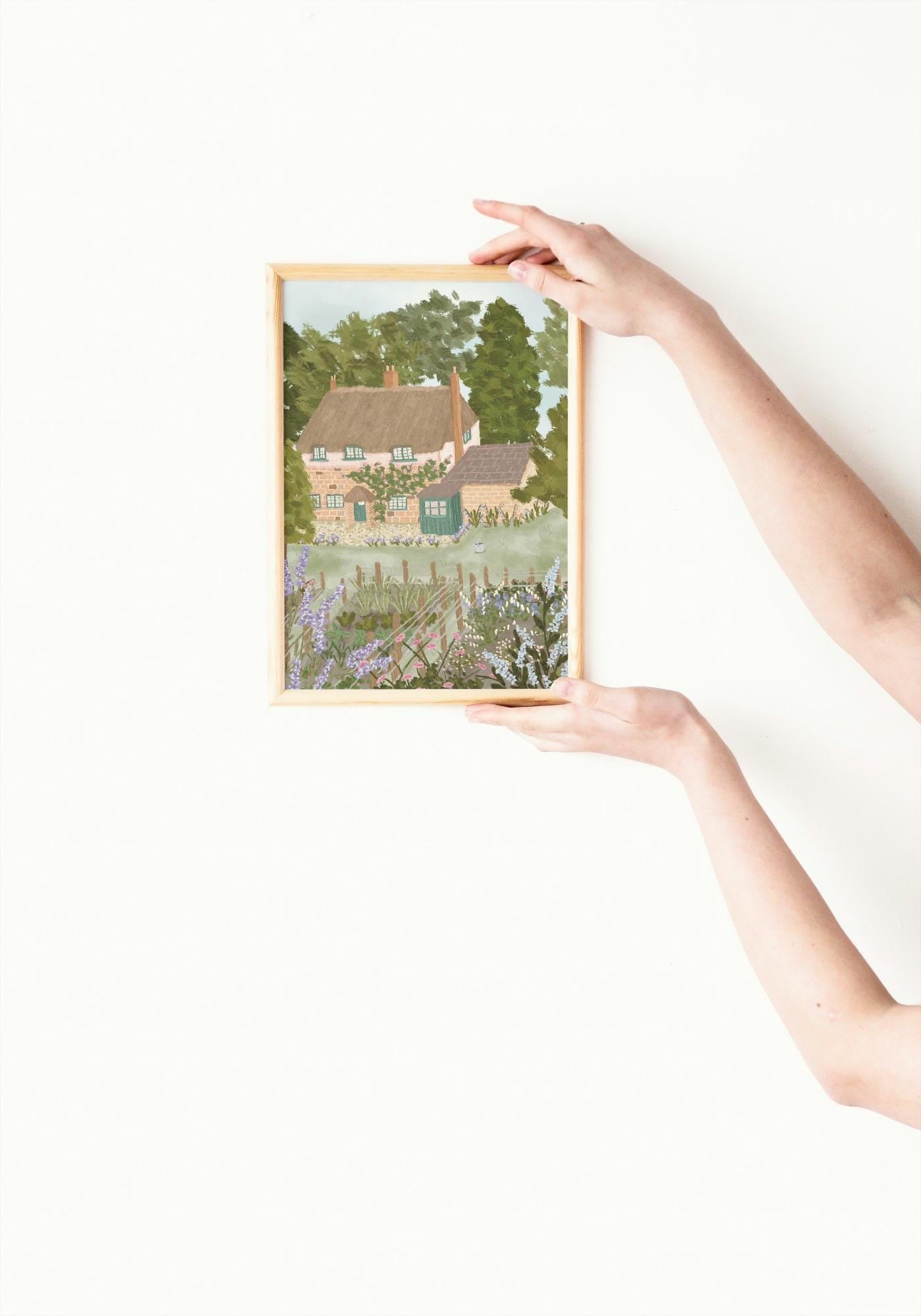 Thomas Hardy’s Cottage Art Print, Literary Cottage Wall Art, English Countryside Illustration