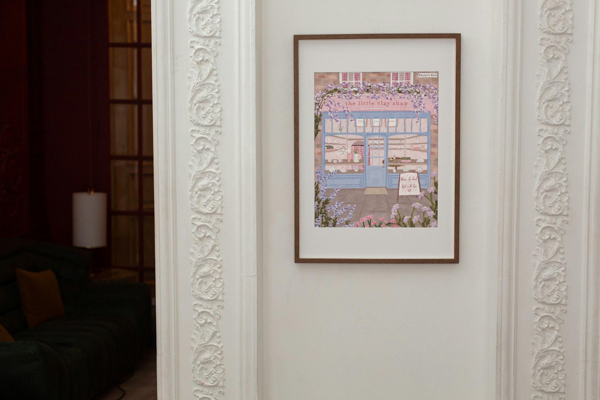 Pottery Shop Art Print, Cosy UK Shopfront Illustration, Whimsical Village Wall Art, Cottagecore Home Decor, Clay Studio Print