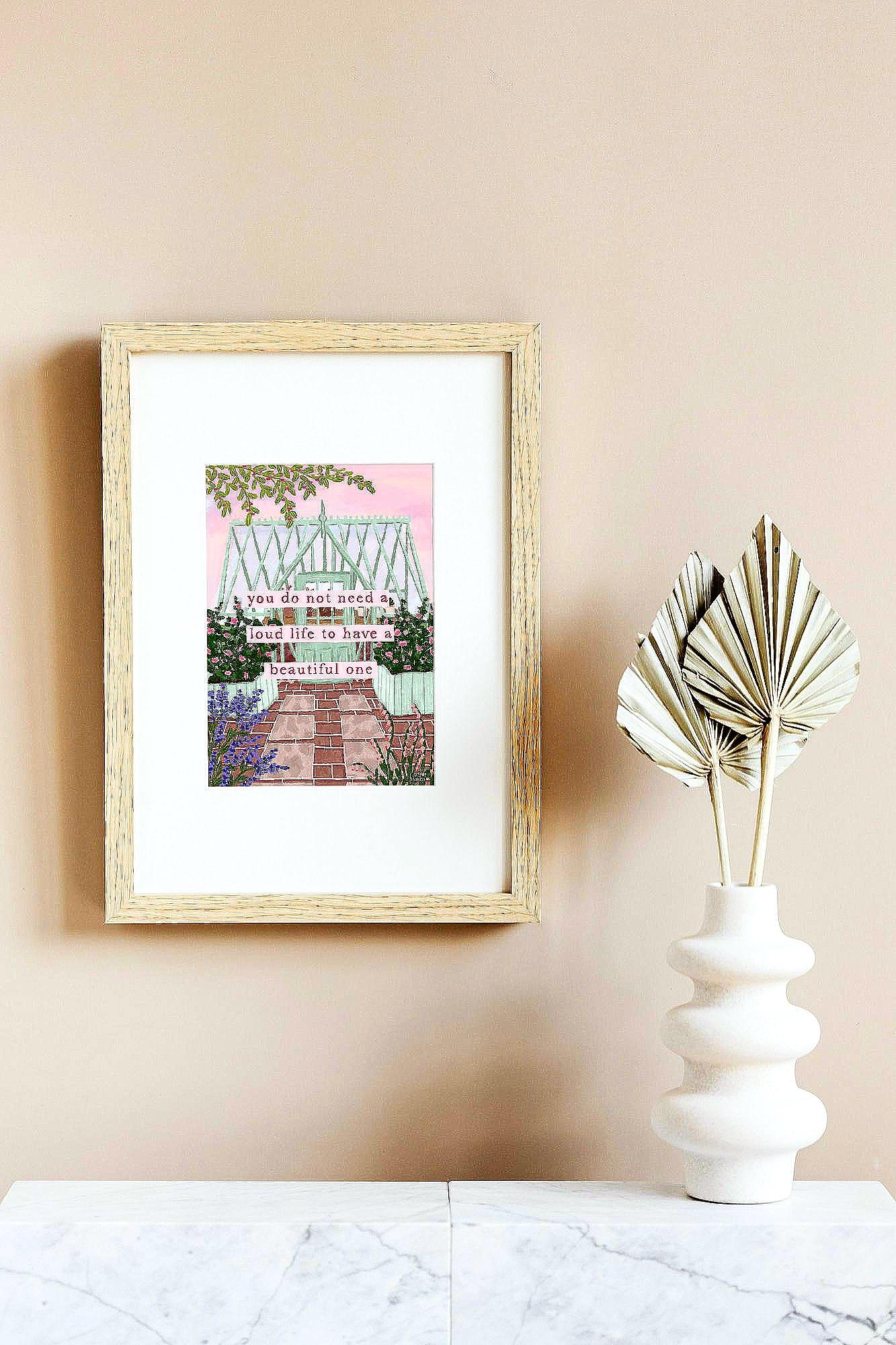 Life Quote Print | Inspirational Wall Art | Feminine Home Decor | Positive Quote Poster | Cosy Living Room Print