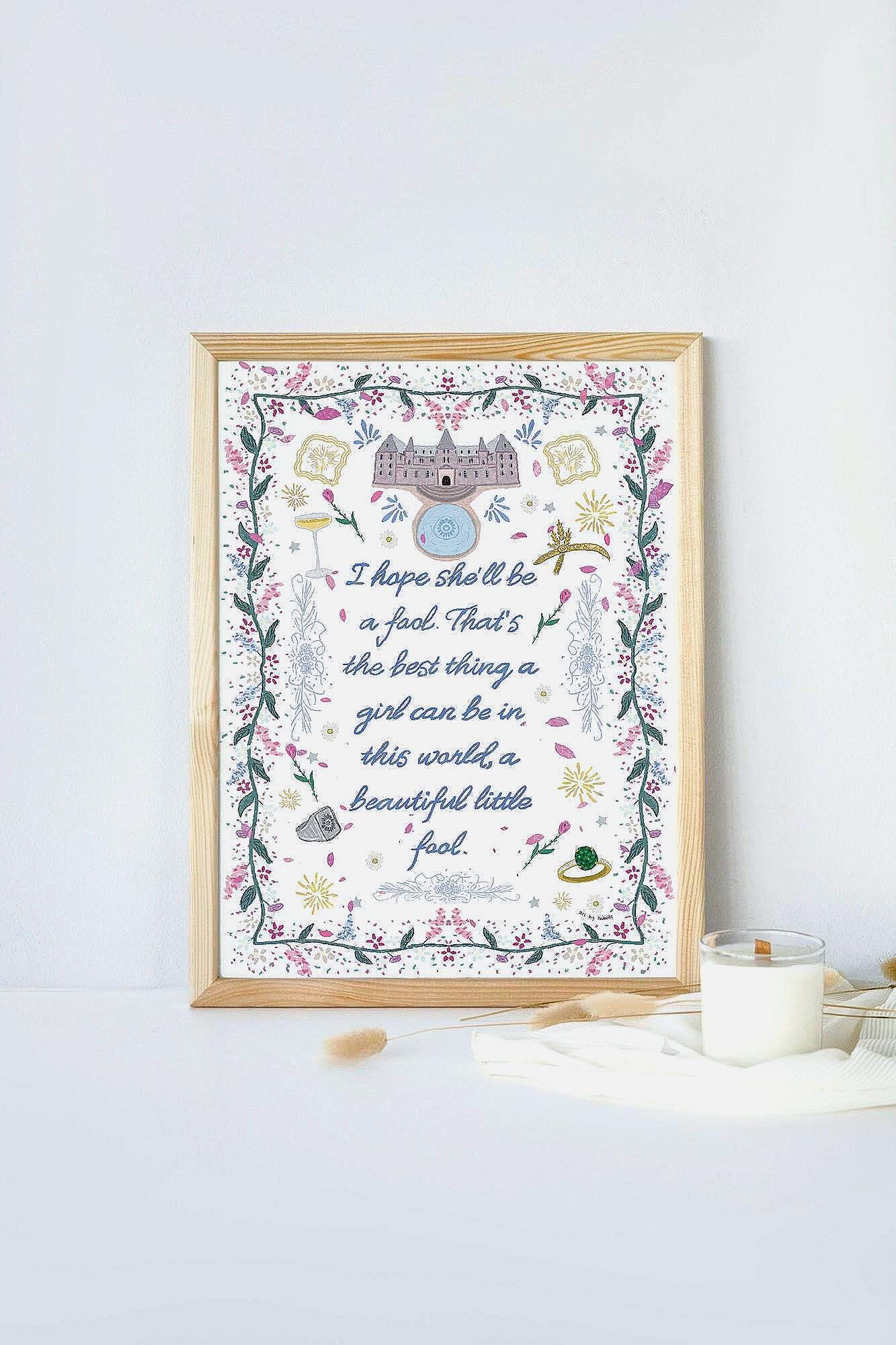 Great Gatsby Print | Floral Wall Art | Gatsby Quote Poster