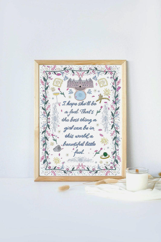 Great Gatsby Print | Floral Wall Art | Gatsby Quote Poster