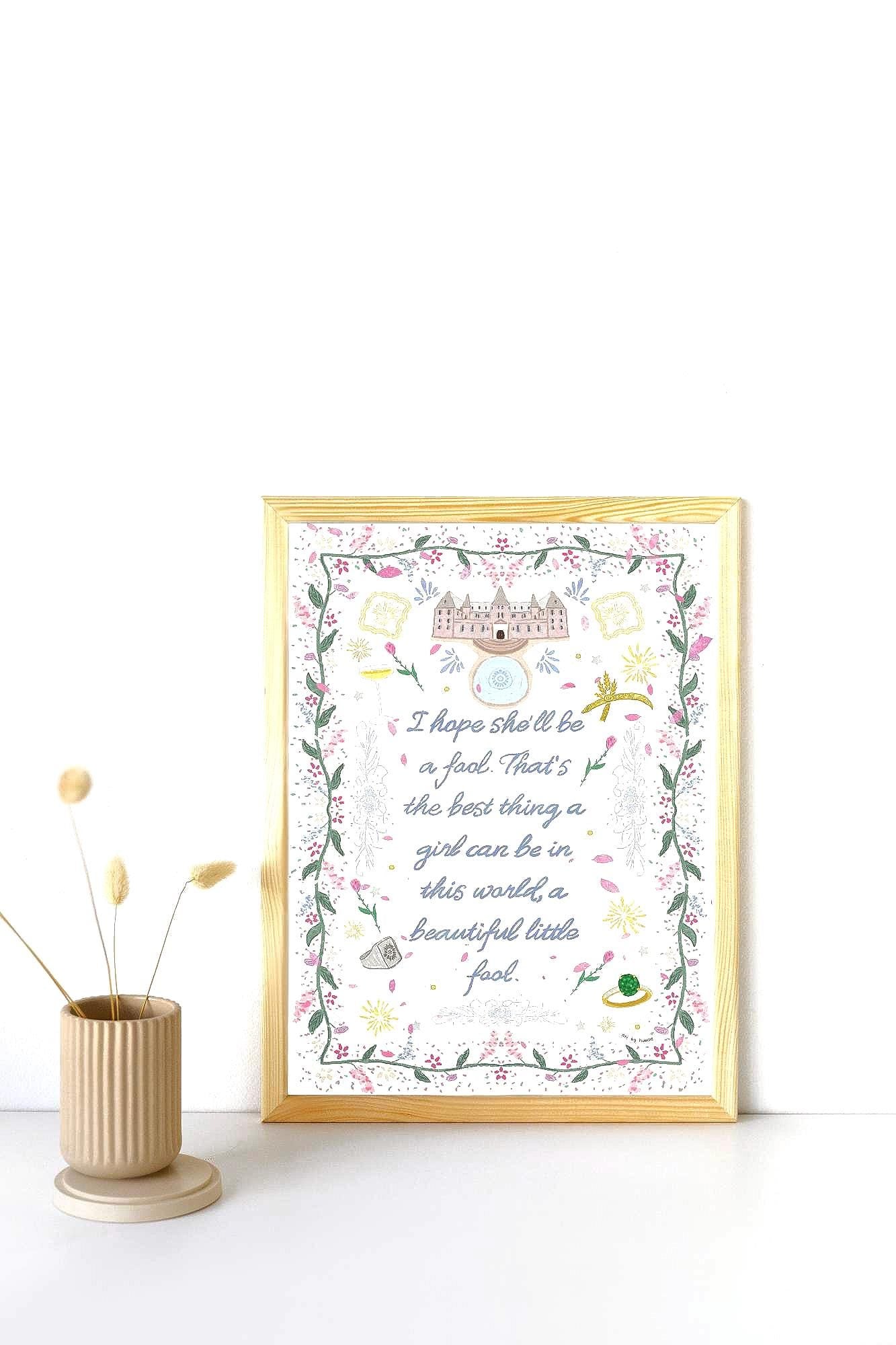 Great Gatsby Print | Floral Wall Art | Gatsby Quote Poster