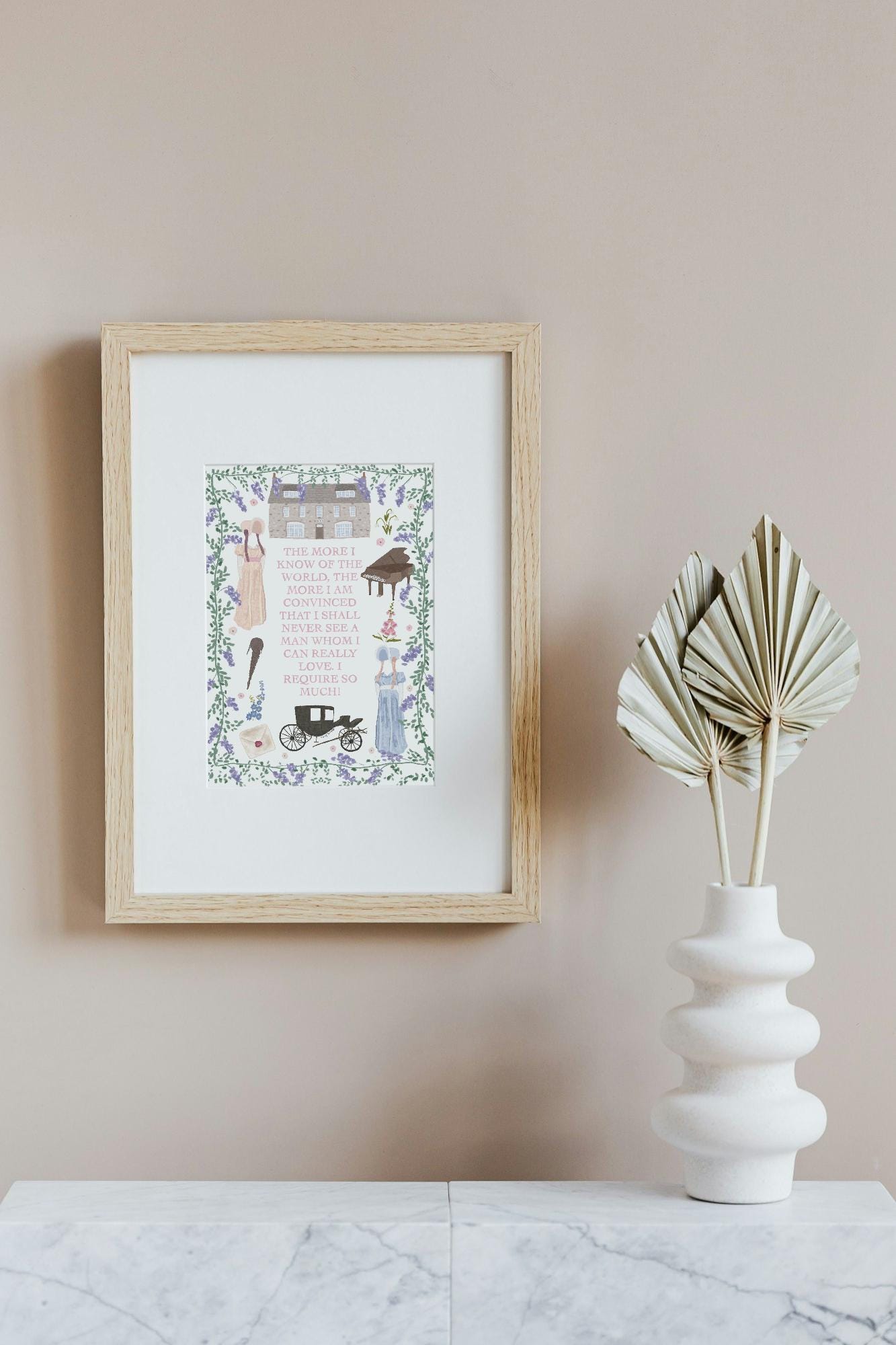 Jane Austen Sense and Sensibility Print | Jane Austen Quote | Classic Novel Art