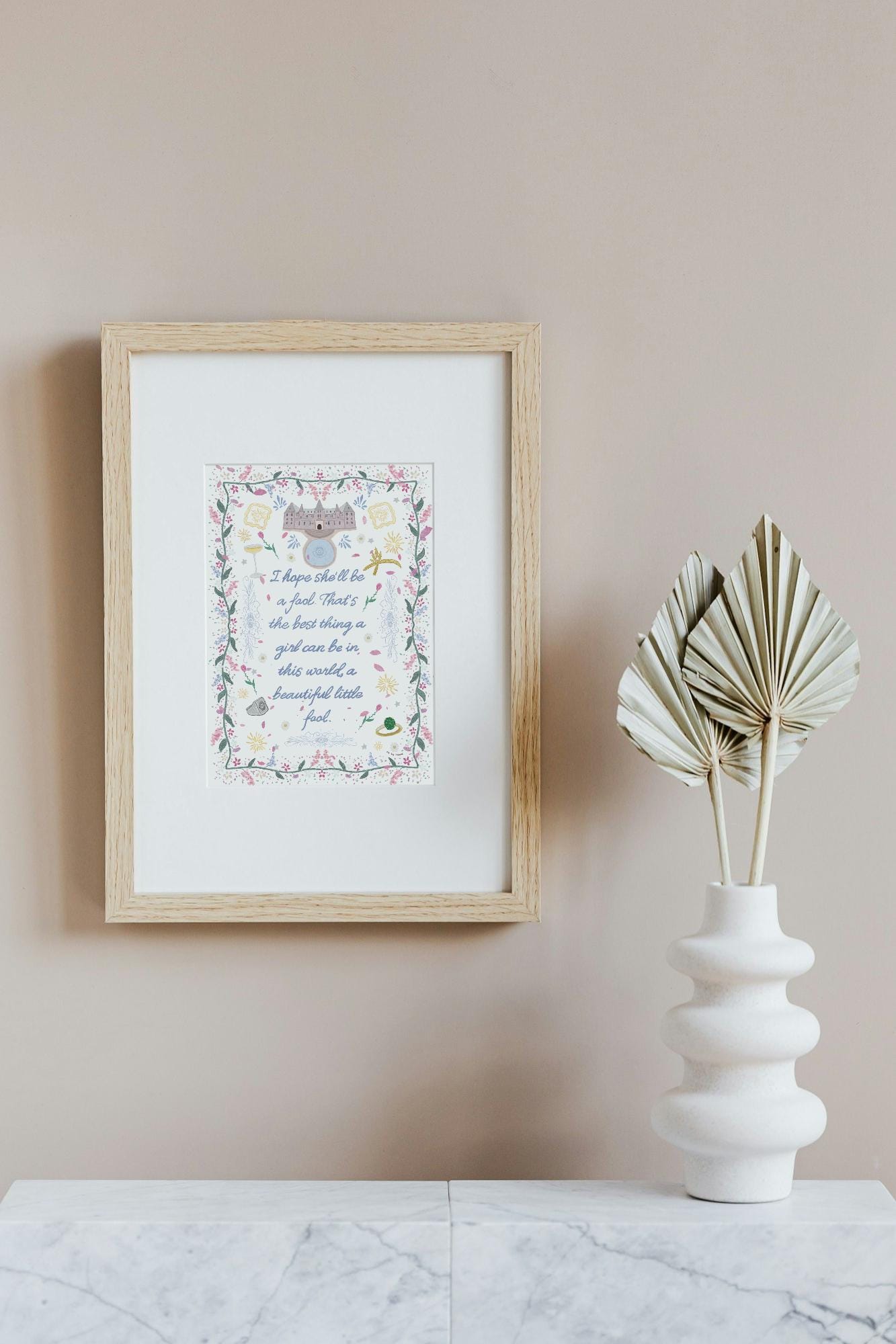Great Gatsby Print | Floral Wall Art | Gatsby Quote Poster