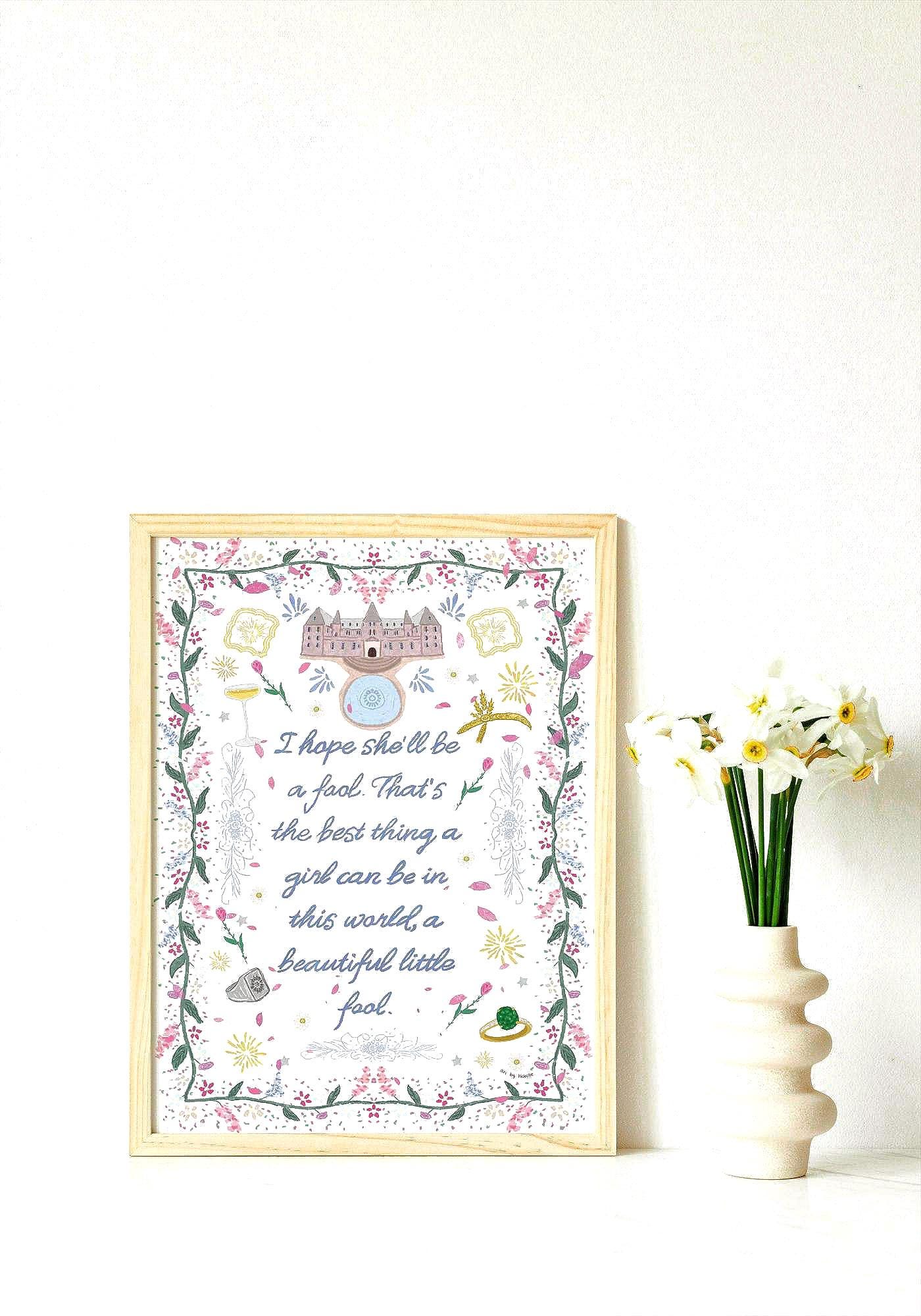 Great Gatsby Print | Floral Wall Art | Gatsby Quote Poster