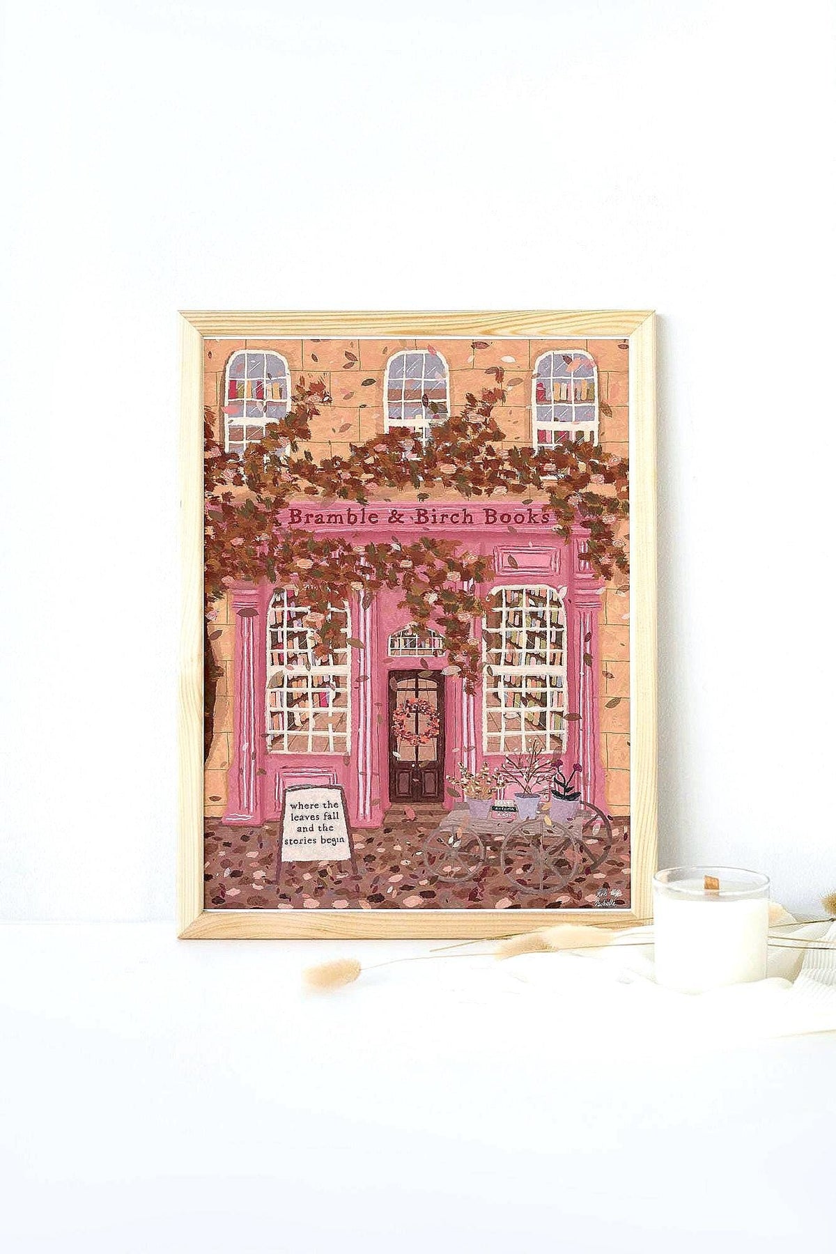 Autumn Book Shop Print | Bramble and Birch Print | Fall Book Shop