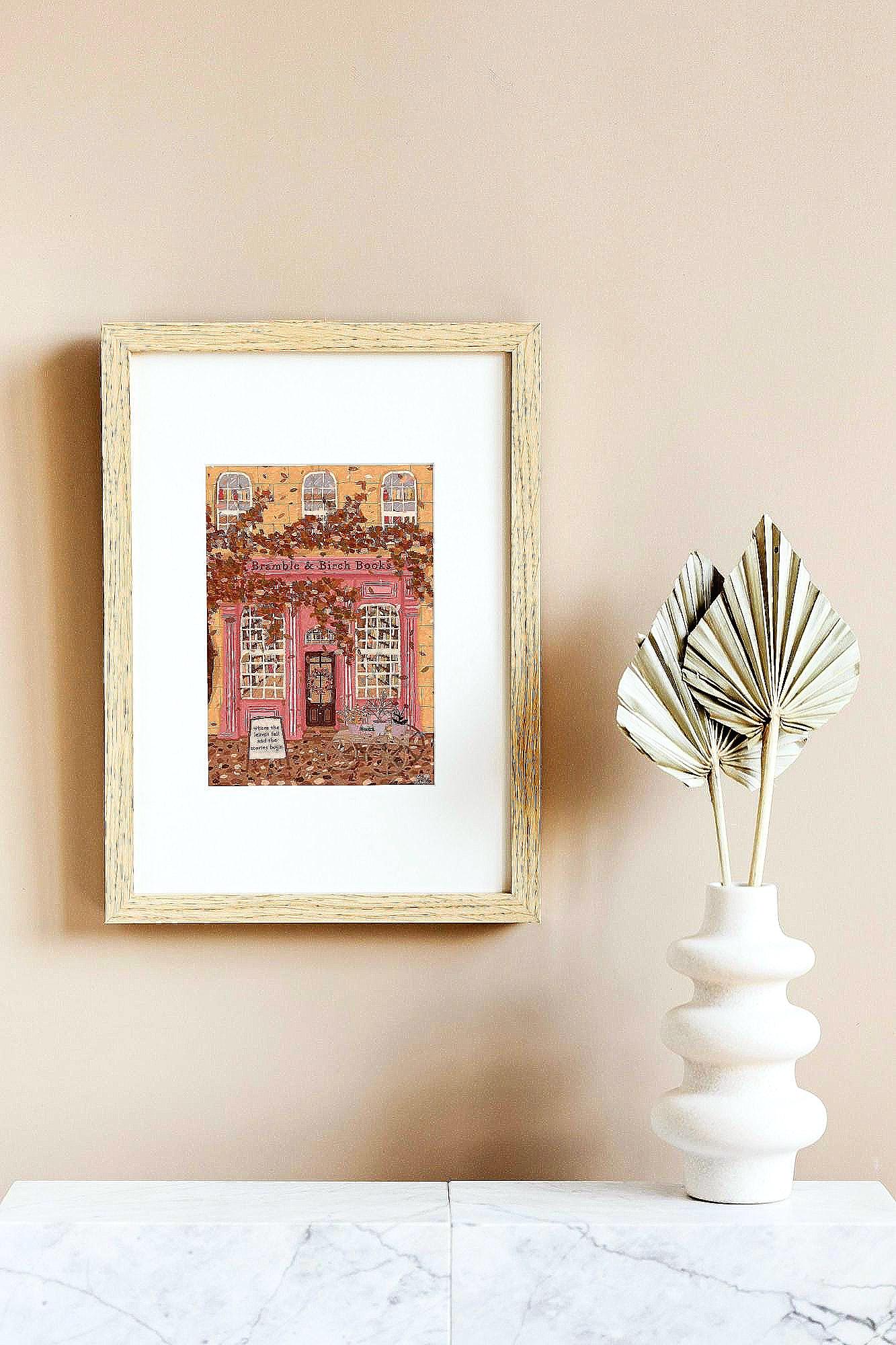 Autumn Book Shop Print | Bramble and Birch Print | Fall Book Shop
