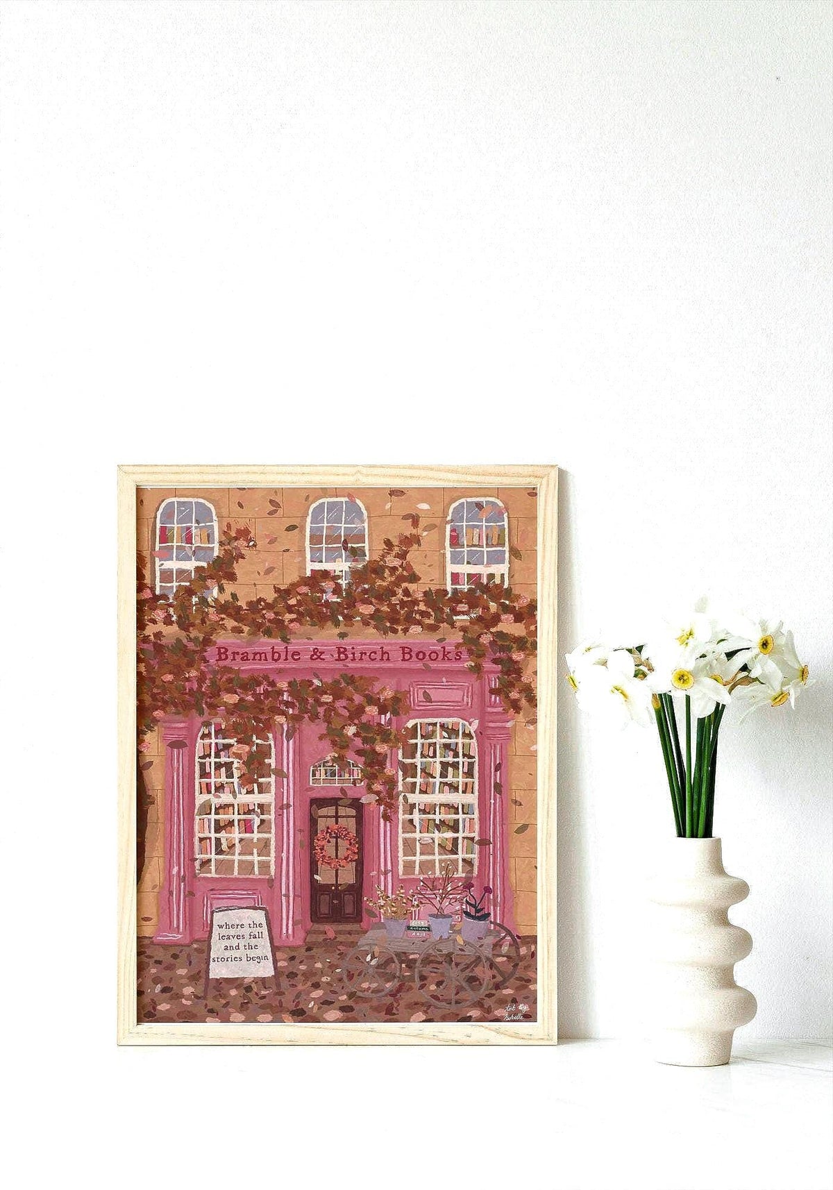 Autumn Book Shop Print | Bramble and Birch Print | Fall Book Shop