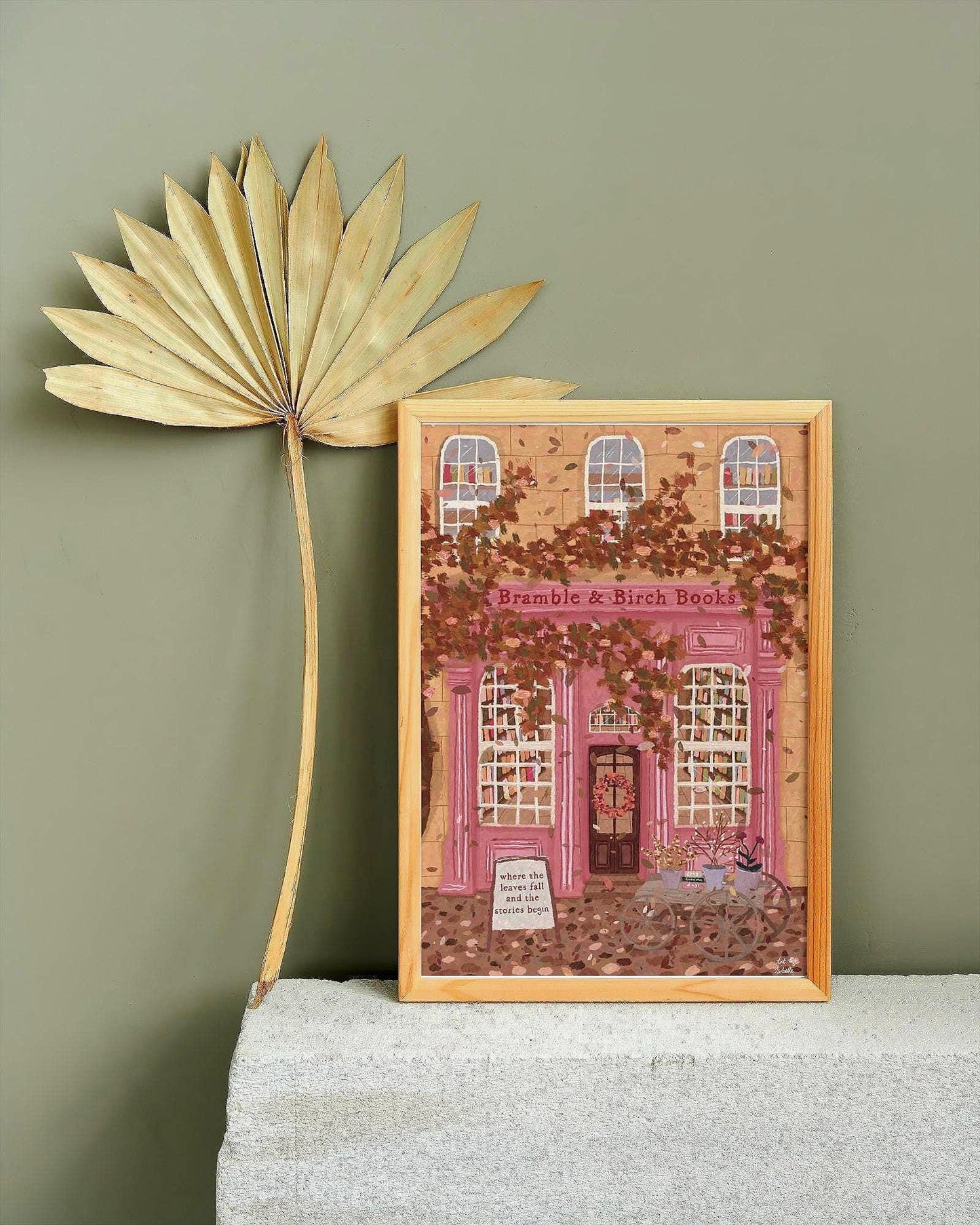Autumn Book Shop Print | Bramble and Birch Print | Fall Book Shop