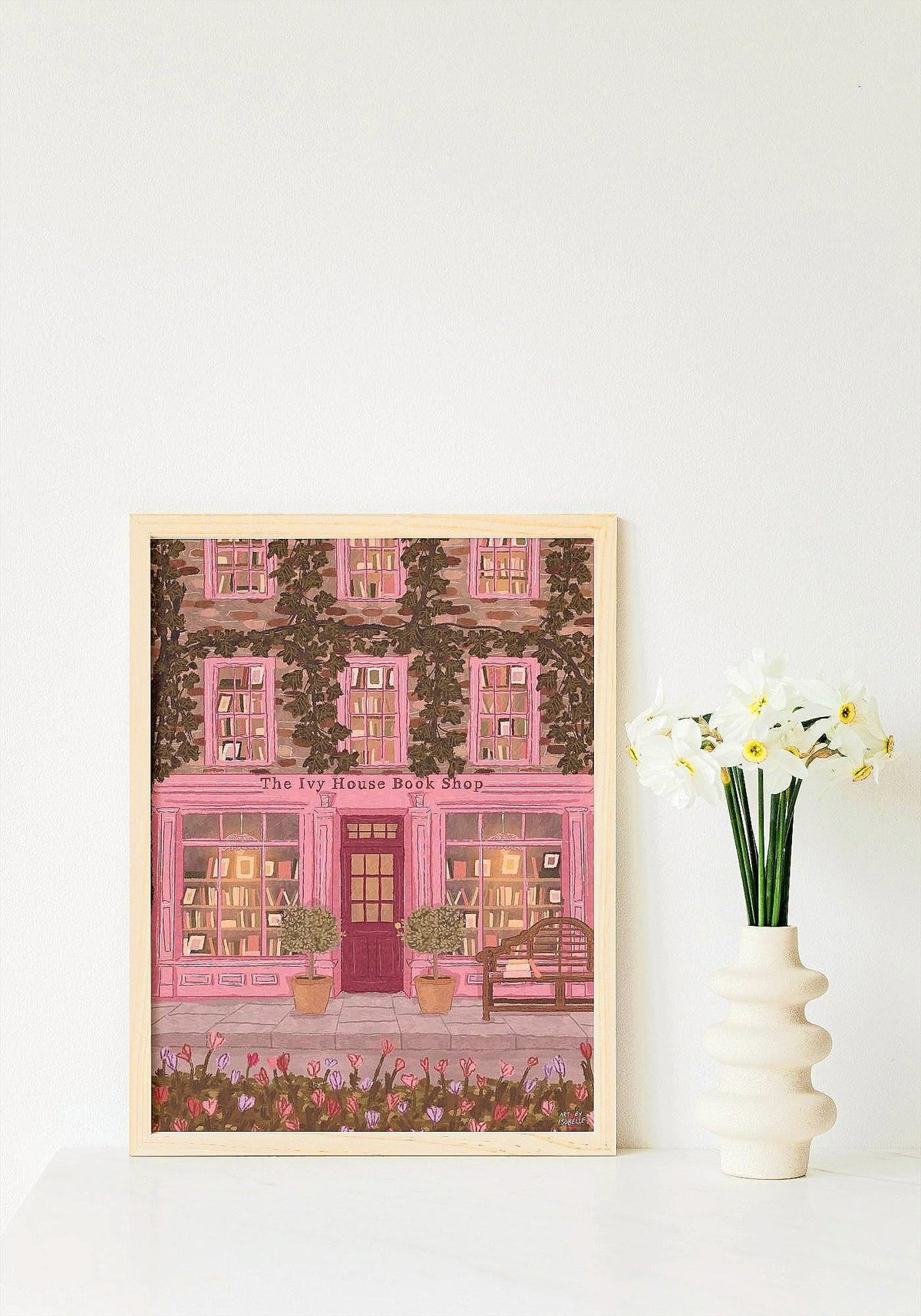 Bookshop Wall Art, Cosy Fall Bookstore Illustration, Autumn Book Shop Decor, Cottagecore Cosy Art