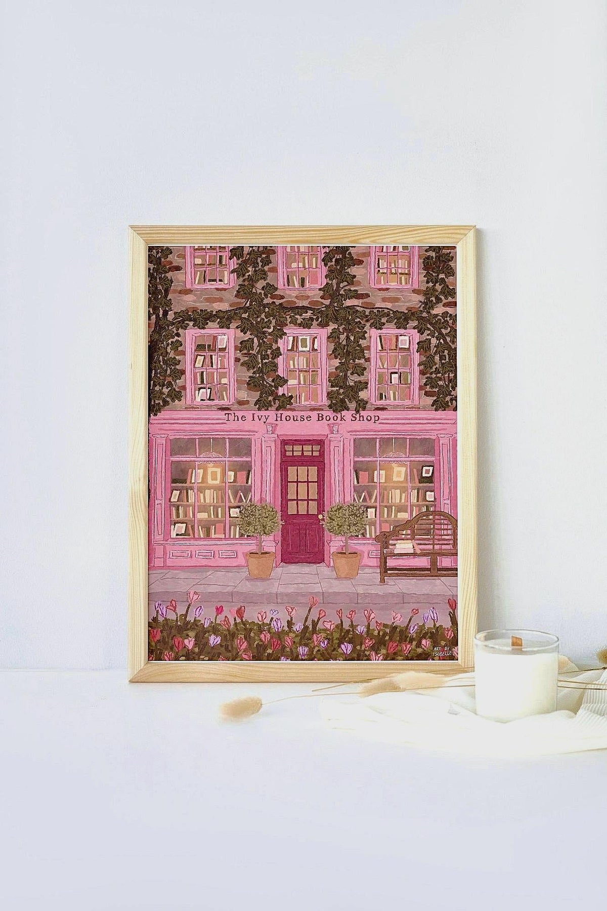 Bookshop Wall Art, Cosy Fall Bookstore Illustration, Autumn Book Shop Decor, Cottagecore Cosy Art