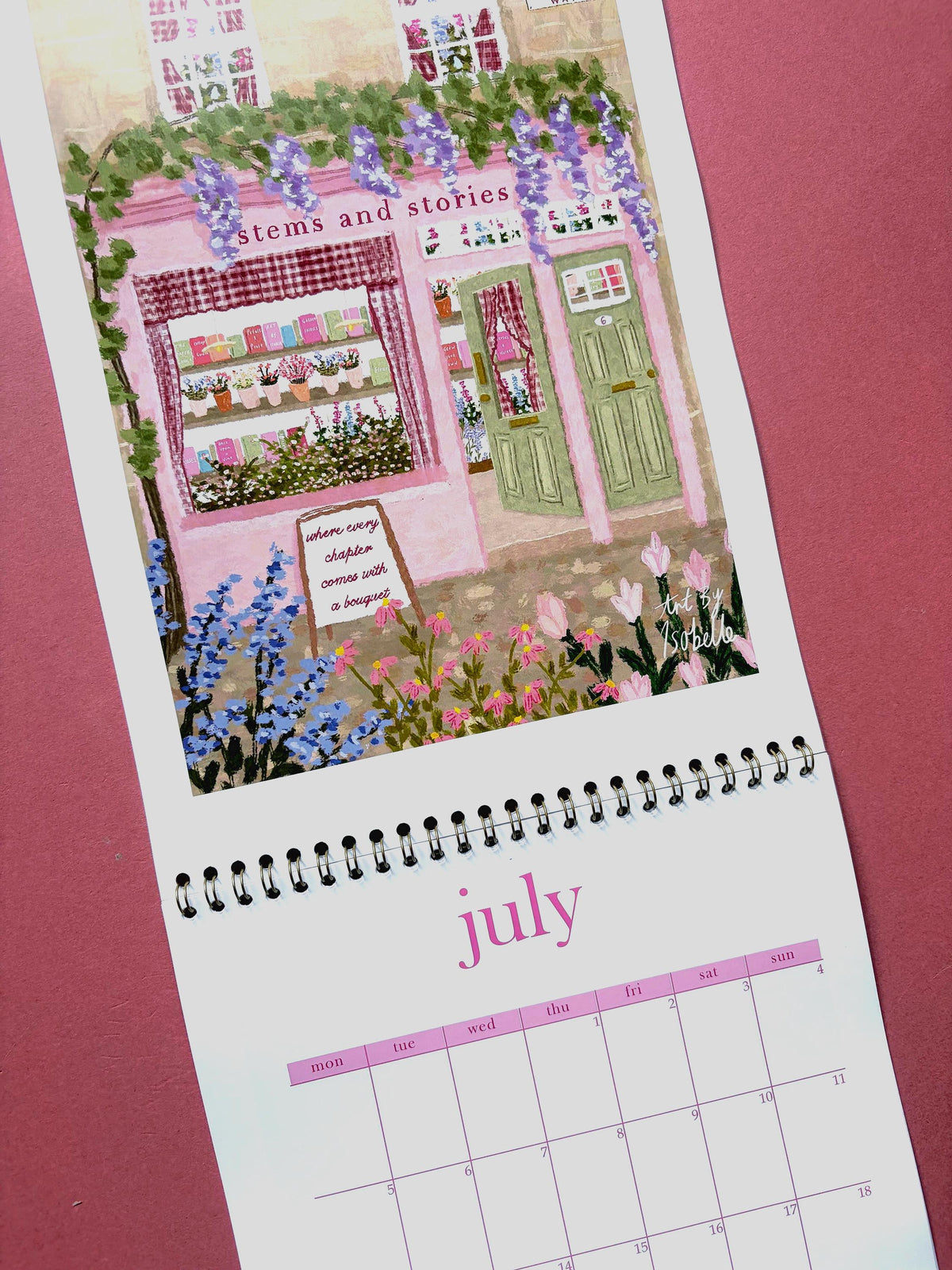 2027 Book Shop Calendar, Wall Calendar for Book Lovers, Bookish Organiser, Gold Wire Bound