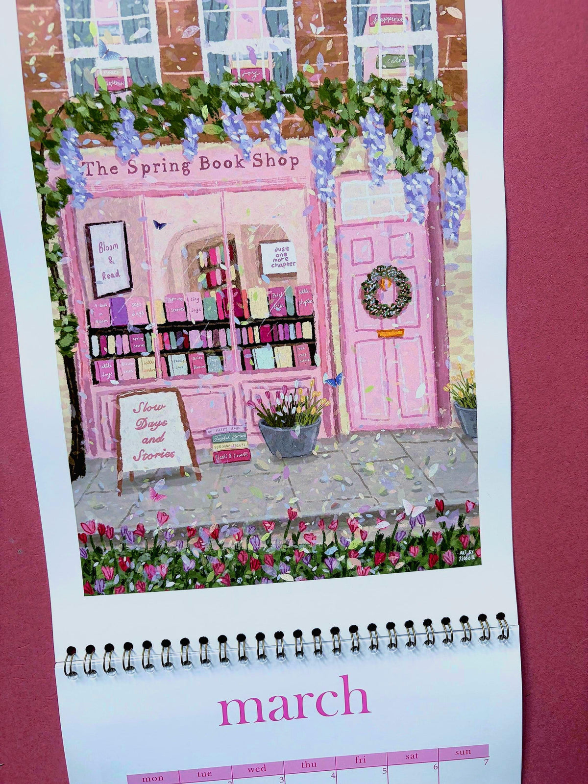2027 Book Shop Calendar, Wall Calendar for Book Lovers, Bookish Organiser, Gold Wire Bound