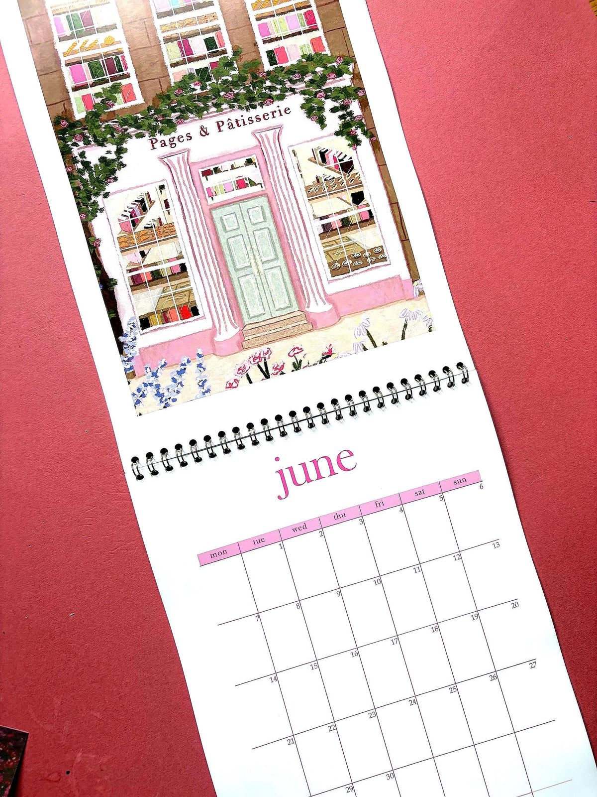 2027 Book Shop Calendar, Wall Calendar for Book Lovers, Bookish Organiser, Gold Wire Bound