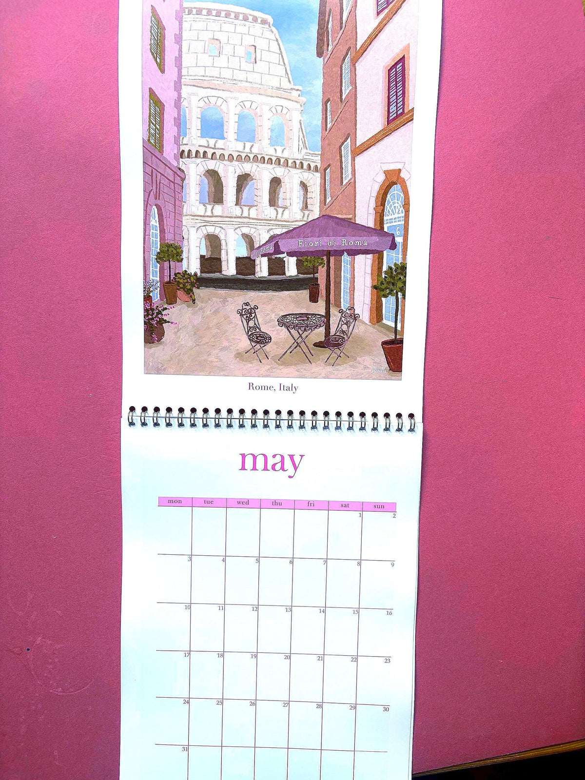 2027 Travel Wall Calendar, A4 Illustrated City Calendar, Paris New York Barcelona Art, Travel Lover Gift, Wanderlust Calendar