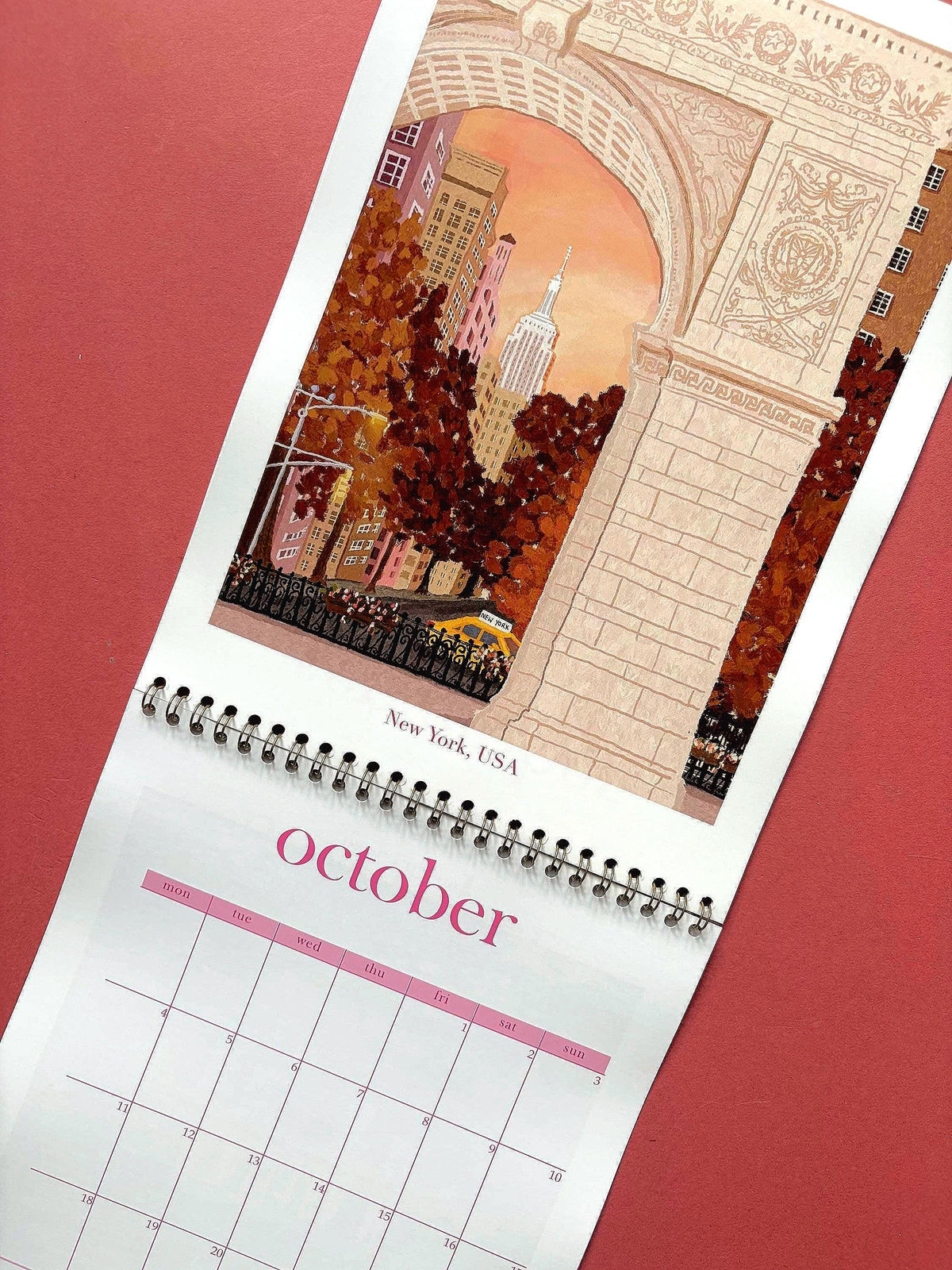 2027 Travel Wall Calendar, A4 Illustrated City Calendar, Paris New York Barcelona Art, Travel Lover Gift, Wanderlust Calendar