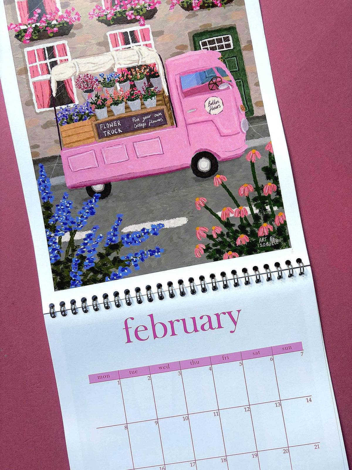 2027 Shopfront Wall Calendar, A4 Illustrated Shop Calendar, Cottagecore Art, Florist and Bookshop Illustrations