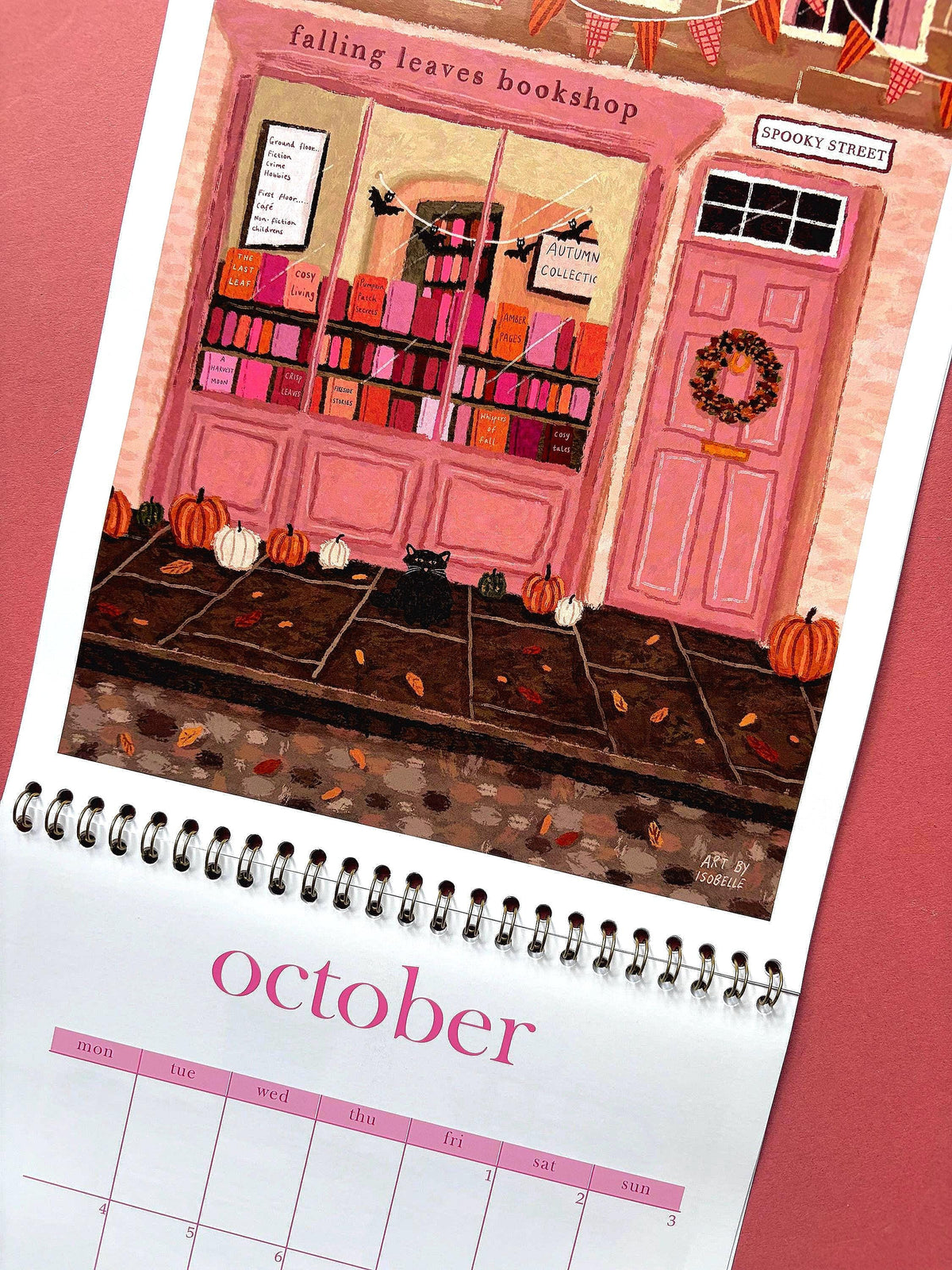 2027 Shopfront Wall Calendar, A4 Illustrated Shop Calendar, Cottagecore Art, Florist and Bookshop Illustrations