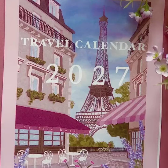 2027 Travel Wall Calendar, A4 Illustrated City Calendar, Paris New York Barcelona Art, Travel Lover Gift, Wanderlust Calendar