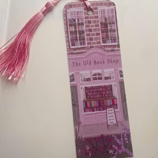 Old Bookshop Bookmark | Whimsical Book Lover Gift | Vintage Inspired Reading Accessory | Custom Tassel & Corner Style