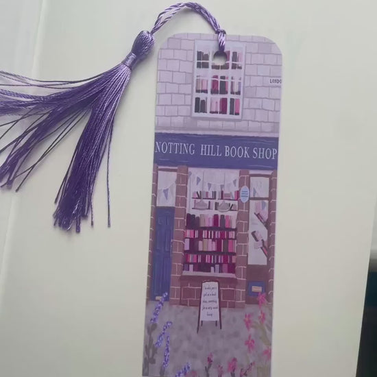 Notting Hill Bookshop Bookmark | Illustrated London Book Lover Gift | Custom Tassel & Corner Style | Literary Reading Accessory