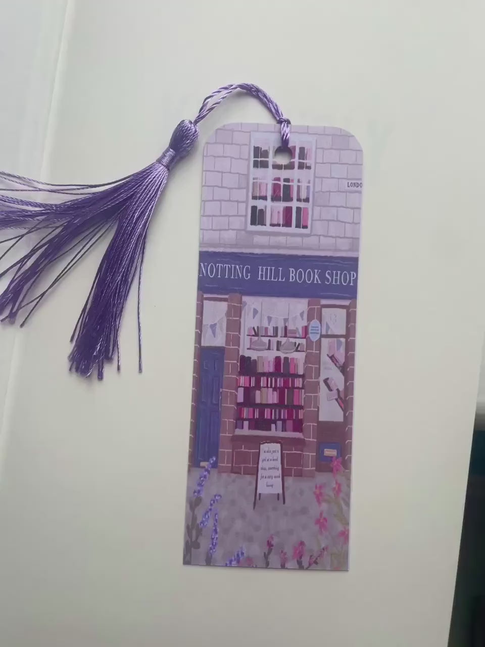 Notting Hill Bookshop Bookmark | Illustrated London Book Lover Gift | Custom Tassel & Corner Style | Literary Reading Accessory