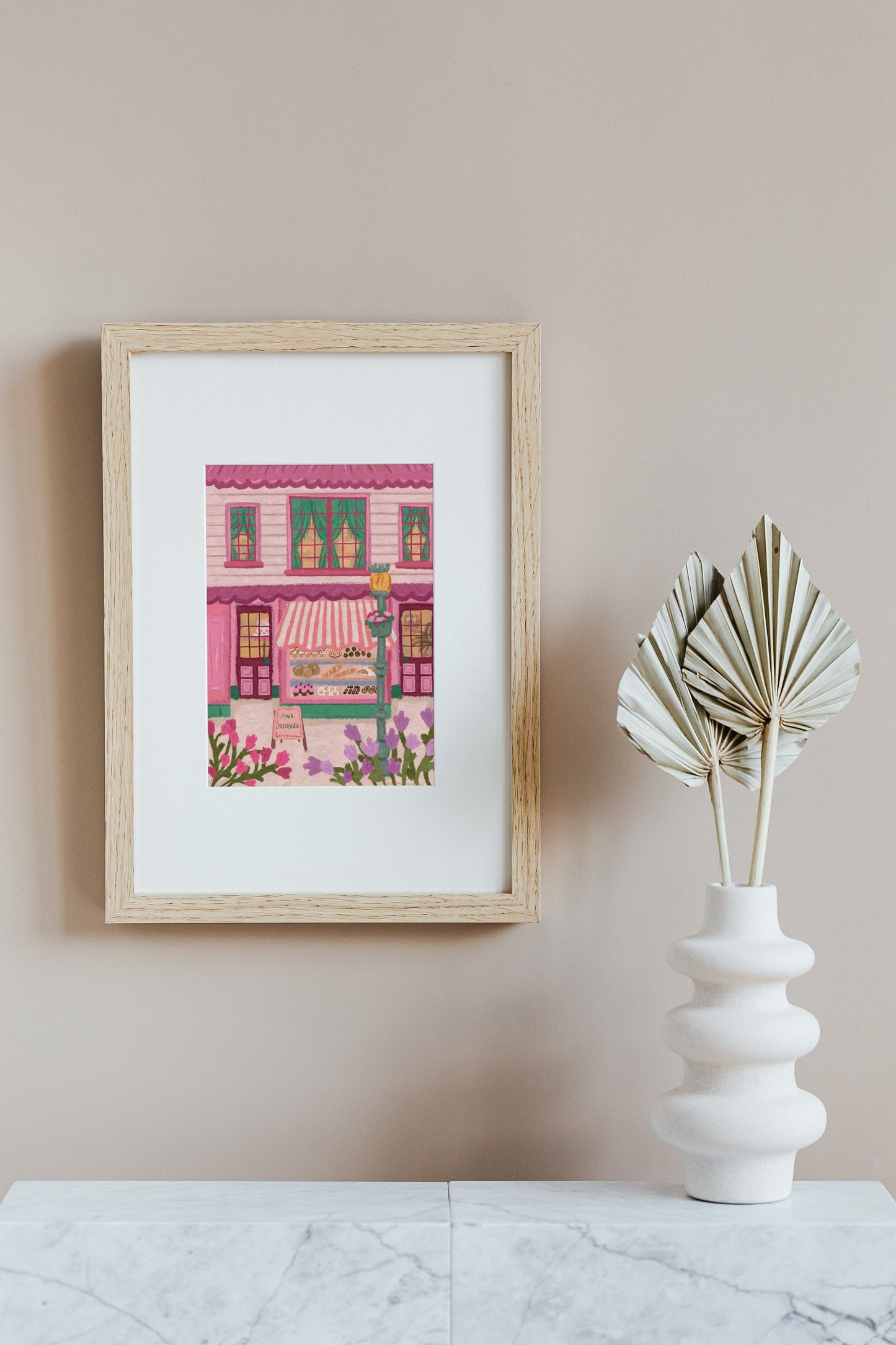 Patisserie Print, Bakery Art, Fine Art Floral Print, City Bakery Poster, Pink Wall Art, Cottagecore Prints, Coffee Shop Print, Cake Art