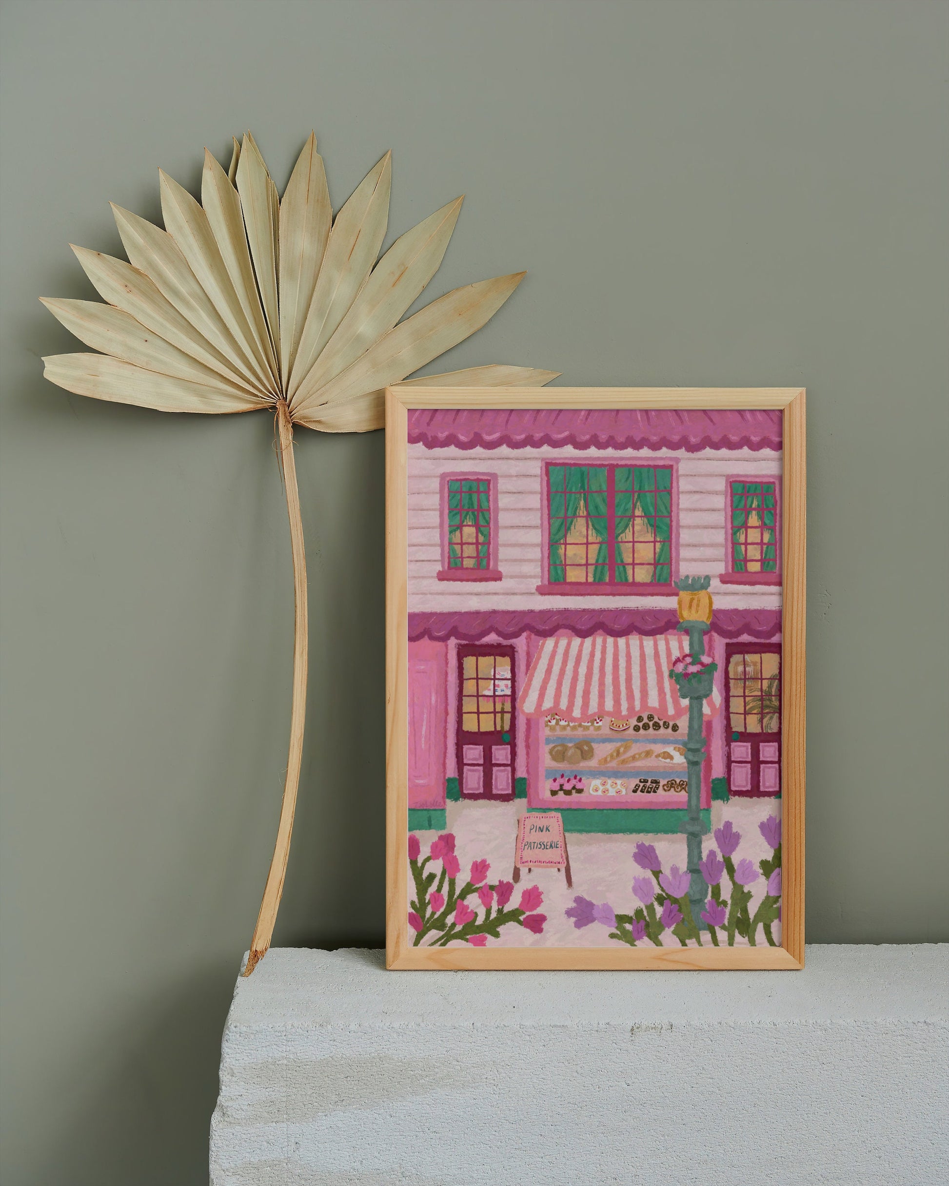 Patisserie Print, Bakery Art, Fine Art Floral Print, City Bakery Poster, Pink Wall Art, Cottagecore Prints, Coffee Shop Print, Cake Art