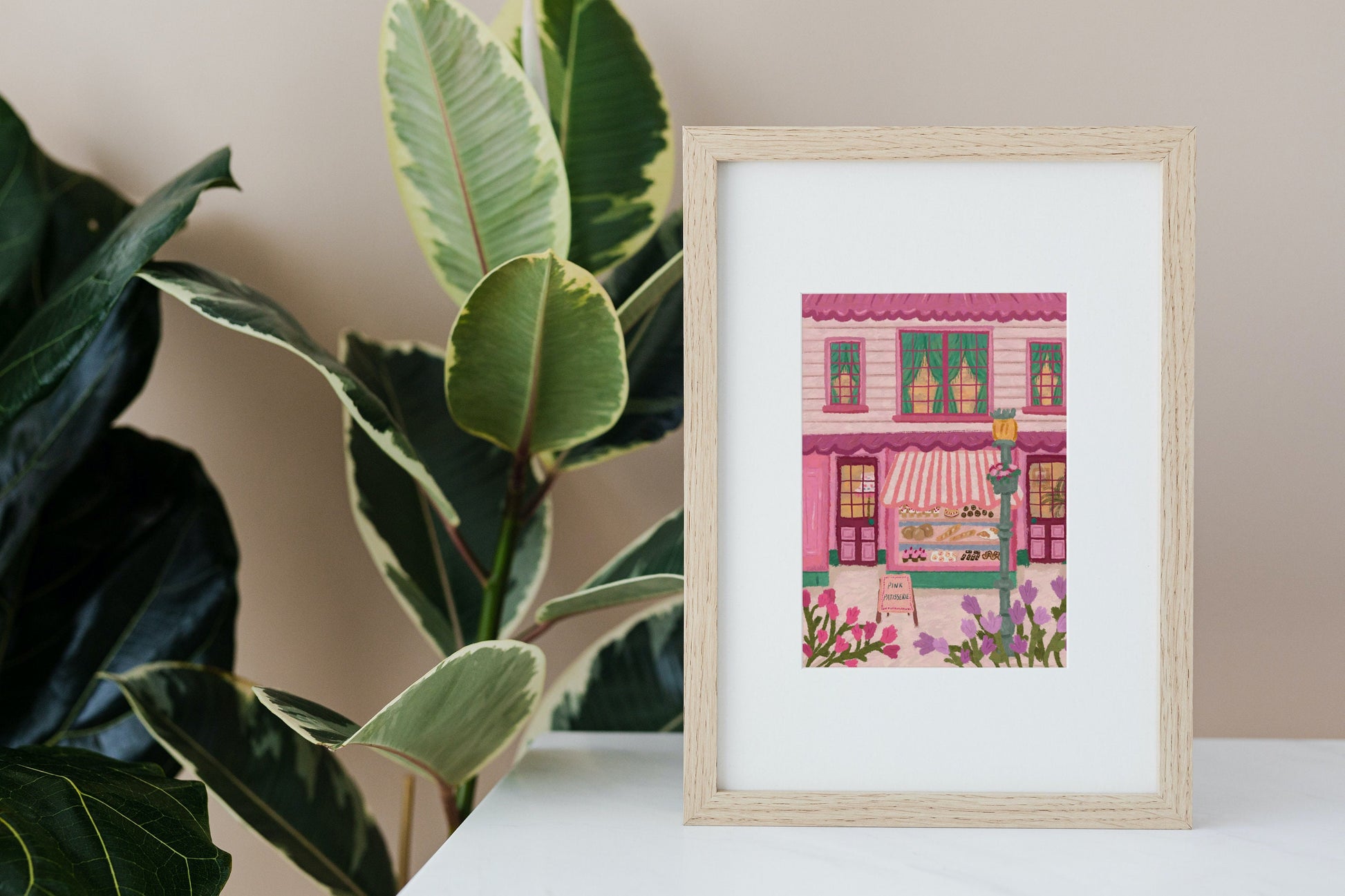 Patisserie Print, Bakery Art, Fine Art Floral Print, City Bakery Poster, Pink Wall Art, Cottagecore Prints, Coffee Shop Print, Cake Art