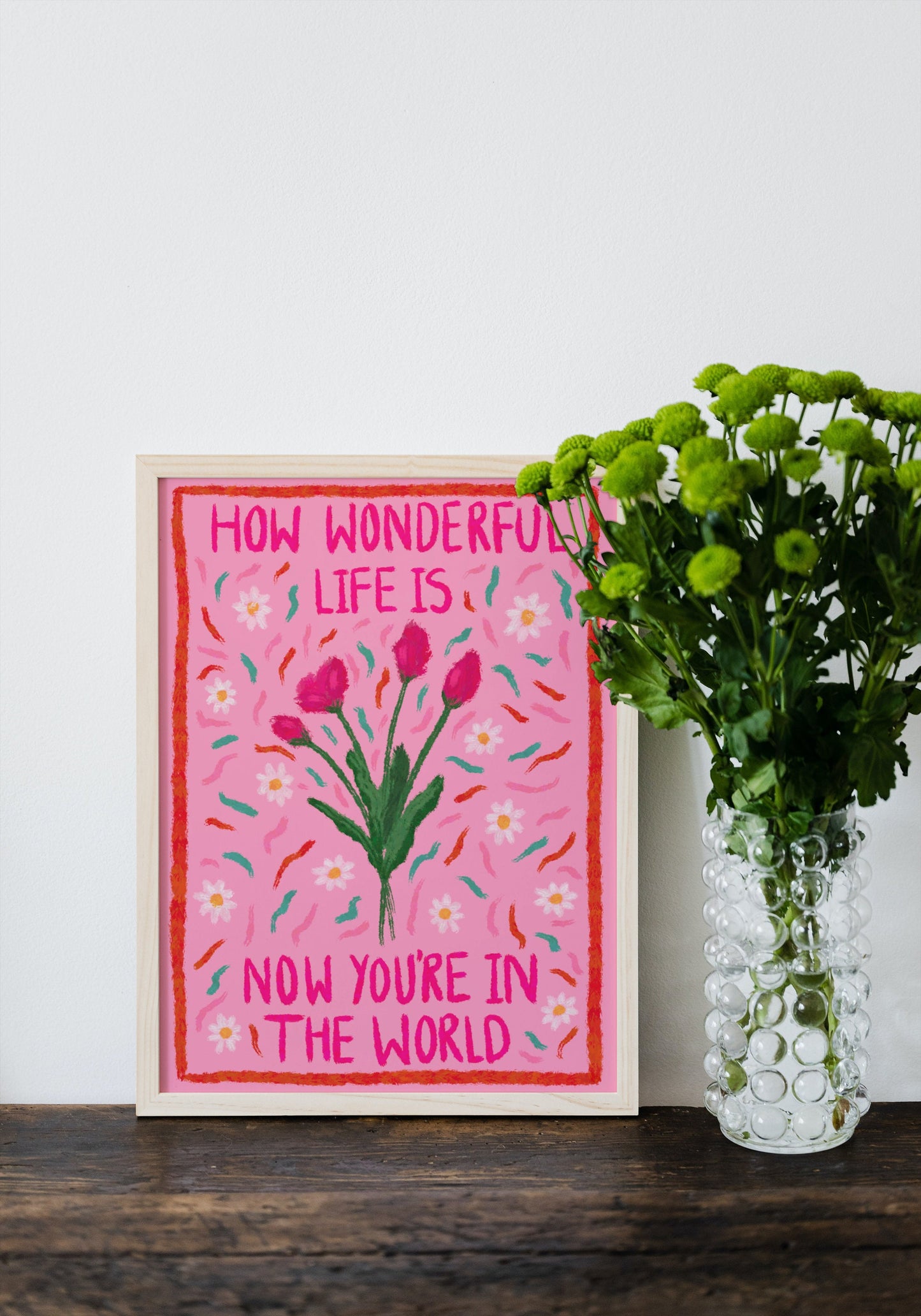 How Wonderful Life Is Now You’re In The World Print, Elton John Print, Music Poster, Lyrics Print, Glastonbury, Vibrant Wall Art, Gift