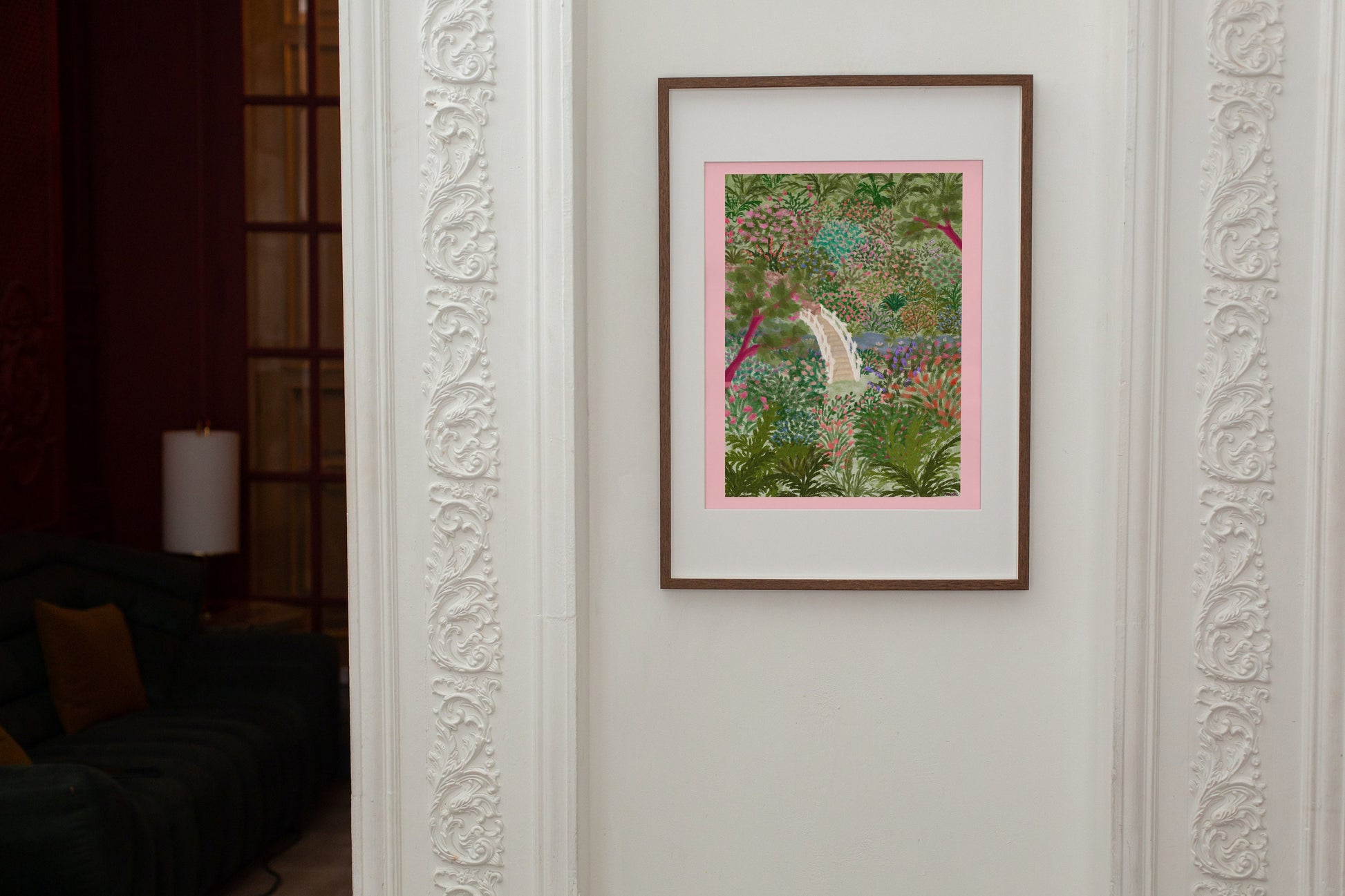 Floral Japenese Garden Print, Trebah Gardens, Colourful Floral Poster, Flower Art, Botanical Print, Cottagecore Print, Vibrant Pink Wall Art