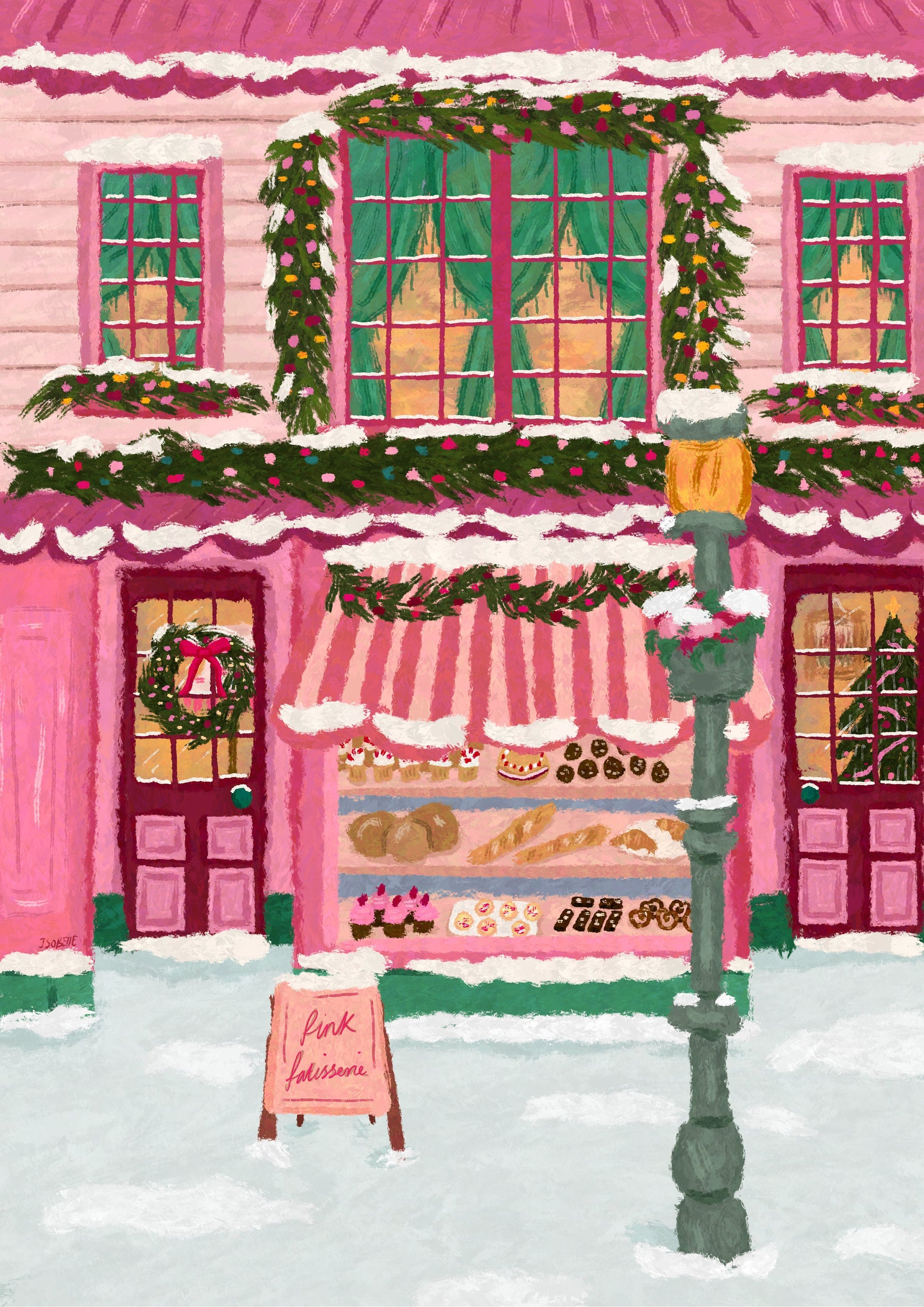 Christmas Patisserie Print, Bakery Art, City Bakery Poster, Christmas Scene Wall Art, Cottagecore Prints, Coffee Shop Print, Cake Shop Art