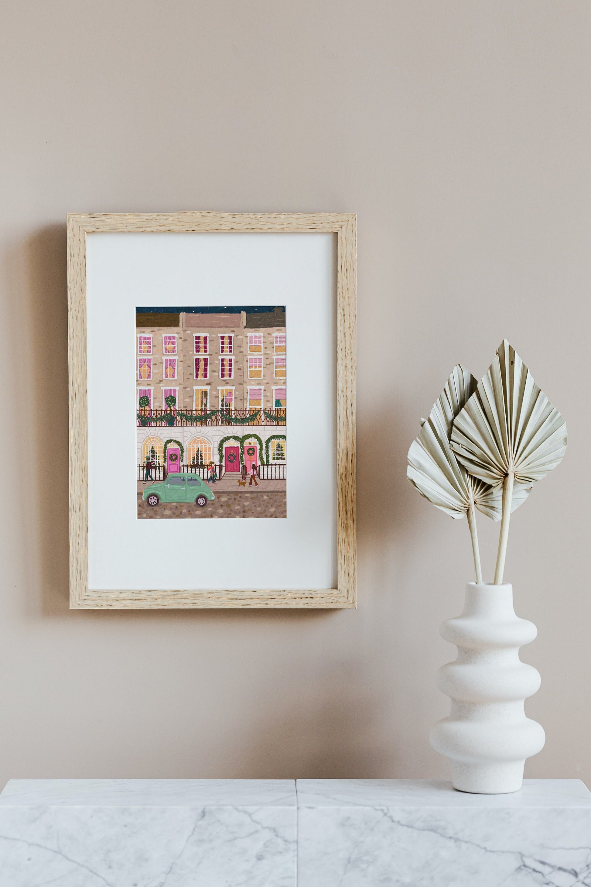 City Street At Christmas Print, Christmas Townhouse Print, New York Christmas Print, Christmas In London Print, Christmas Wall Art, Xmas Art